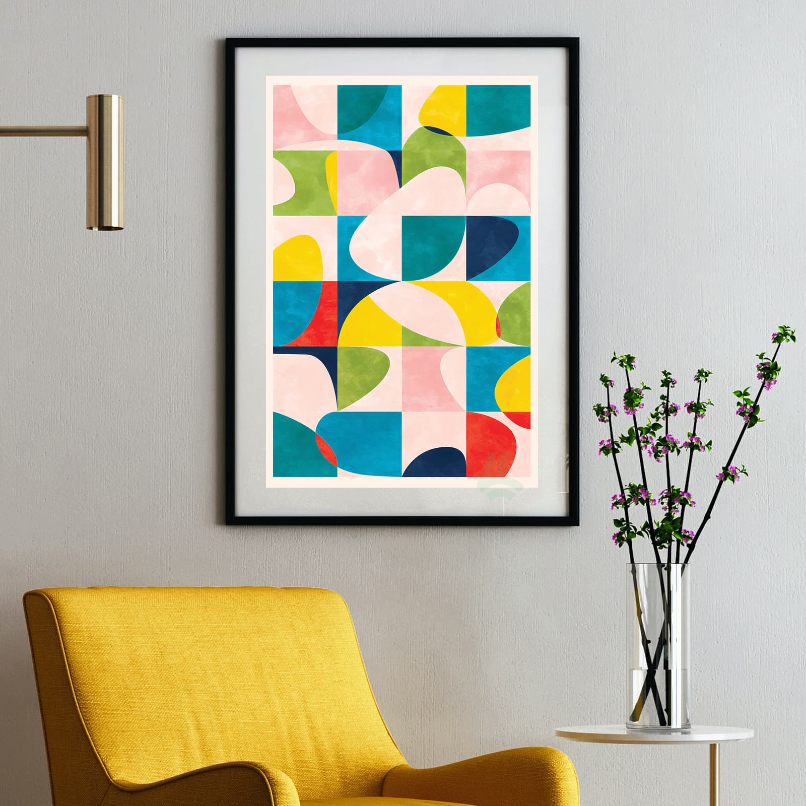 Abstract Colorful Geometric Poster, Mid Century Modern Wall Art product photo 2