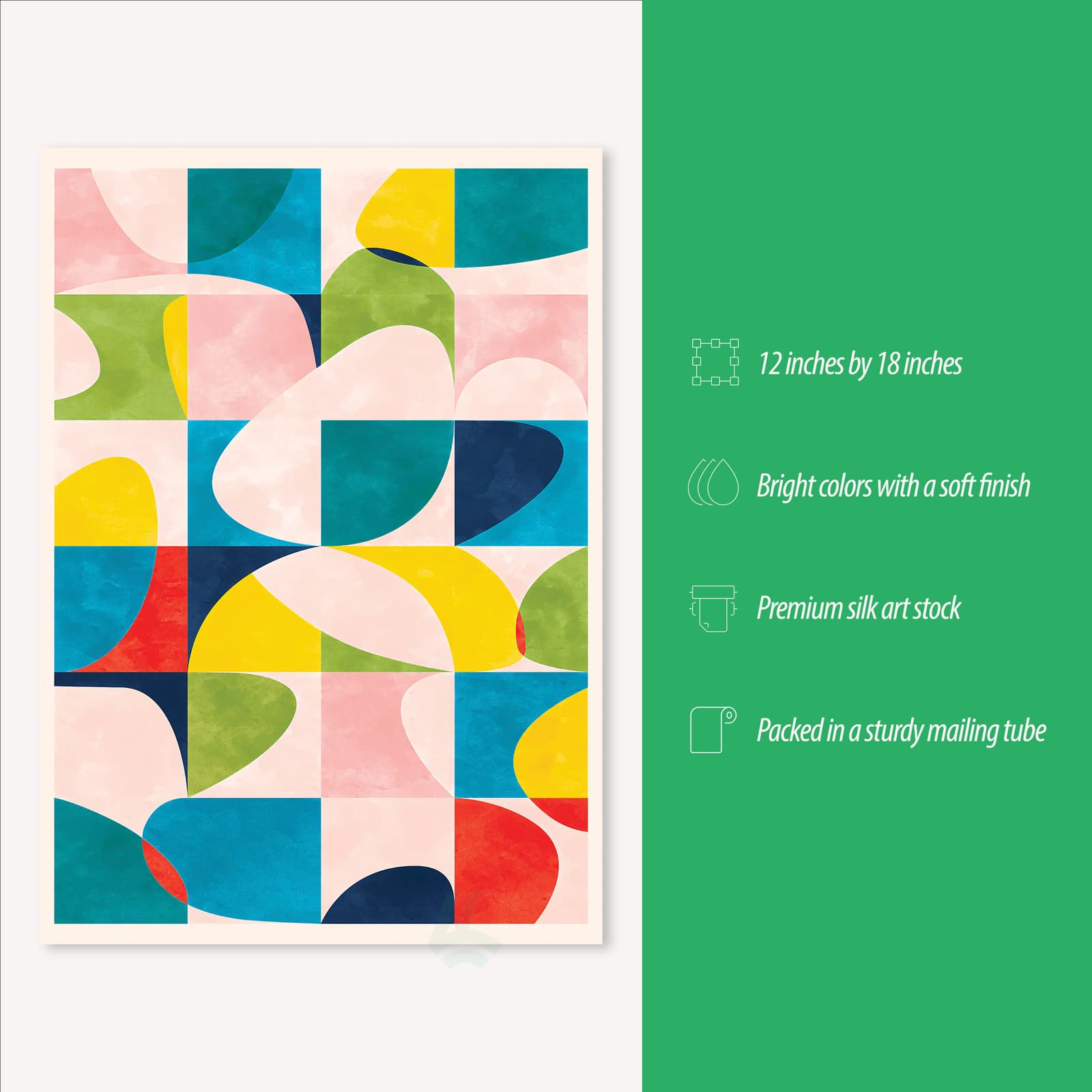 Abstract Colorful Geometric Poster, Mid Century Modern Wall Art product photo 3