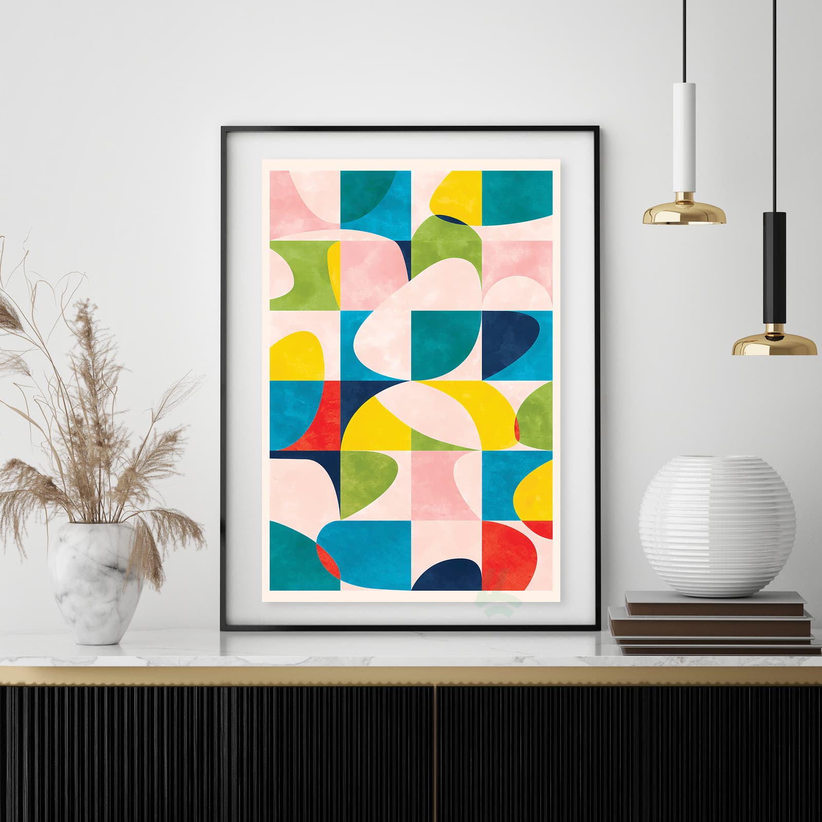 Abstract Colorful Geometric Poster, Mid Century Modern Wall Art product photo 4
