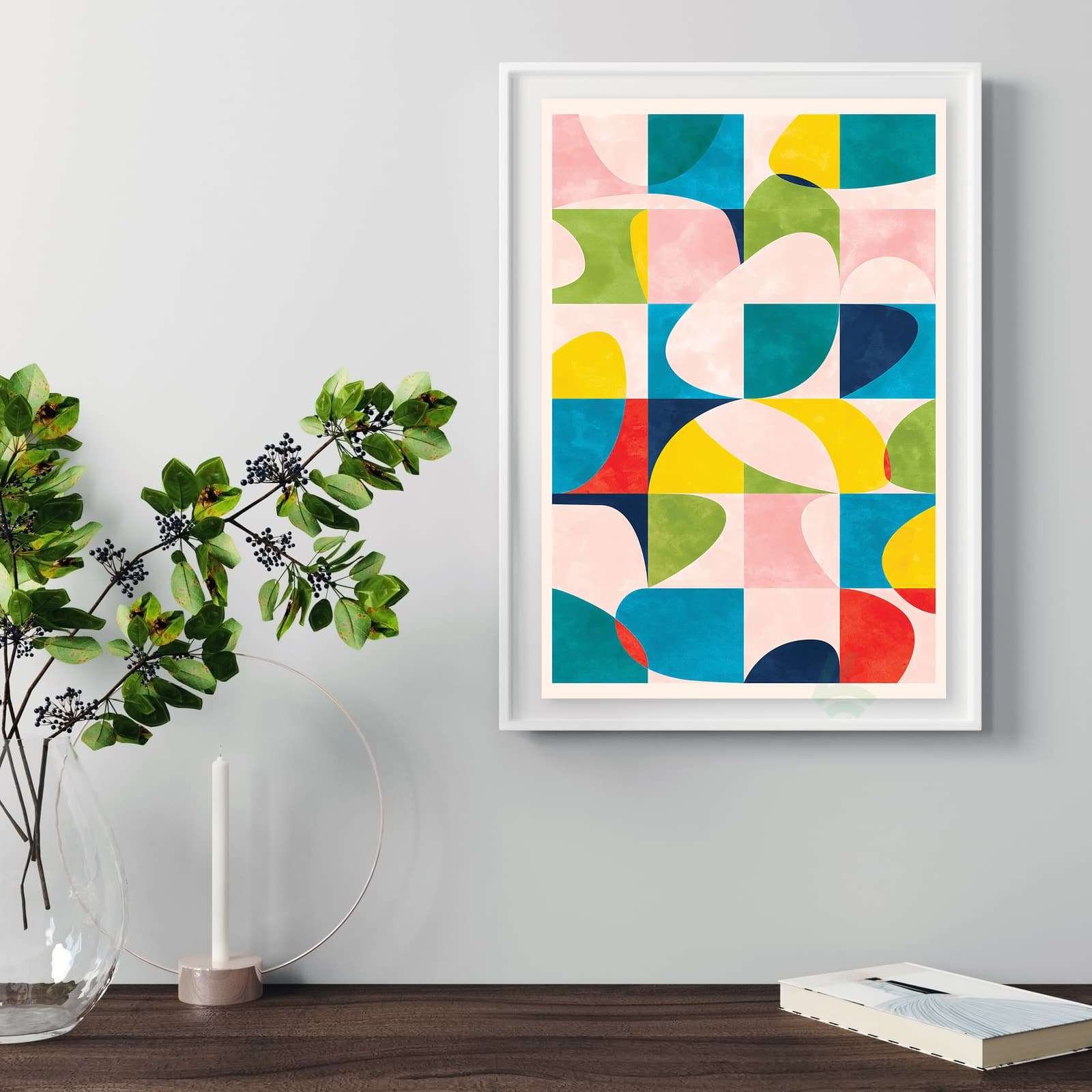 Abstract Colorful Geometric Poster, Mid Century Modern Wall Art product photo 5