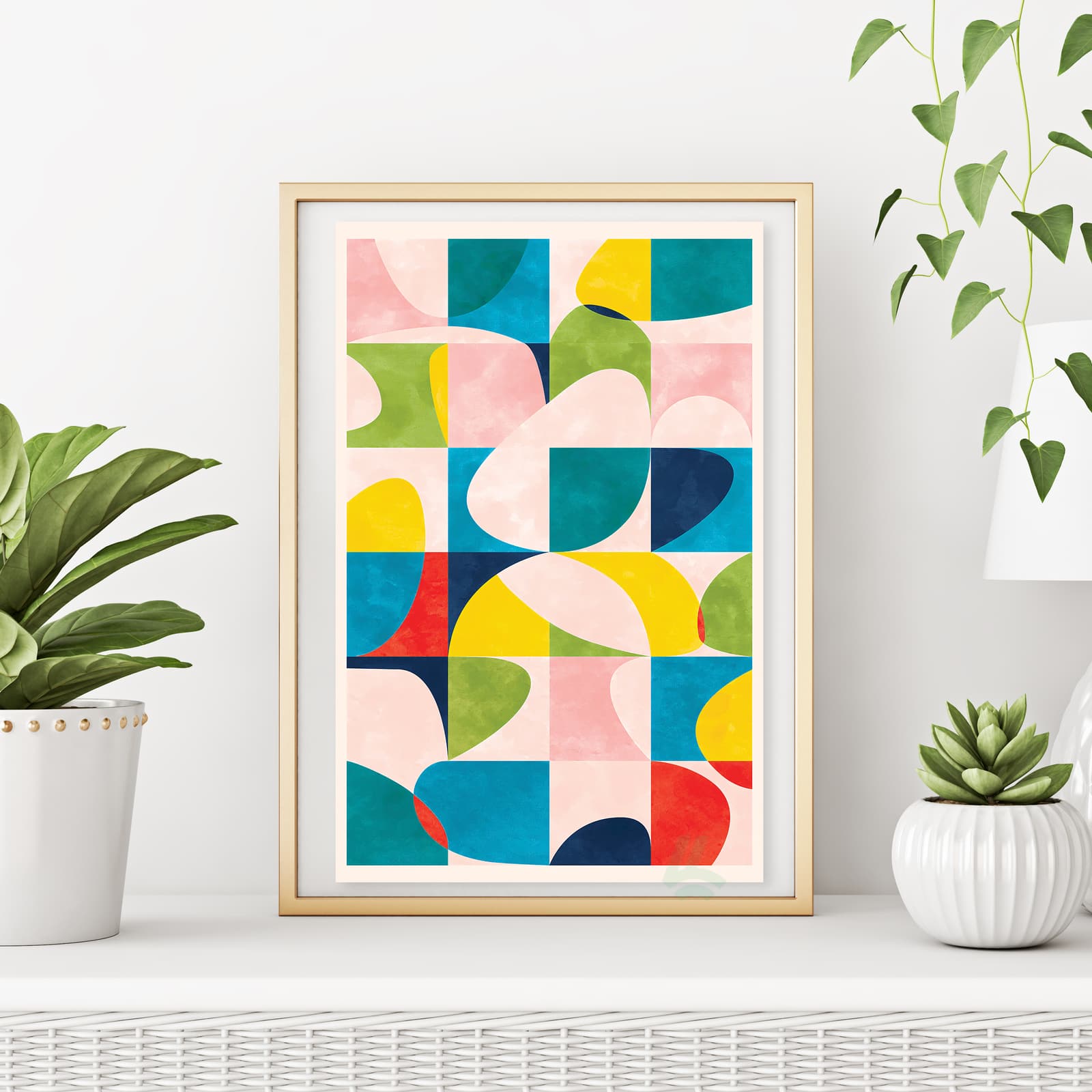 Abstract Colorful Geometric Poster, Mid Century Modern Wall Art product photo 6