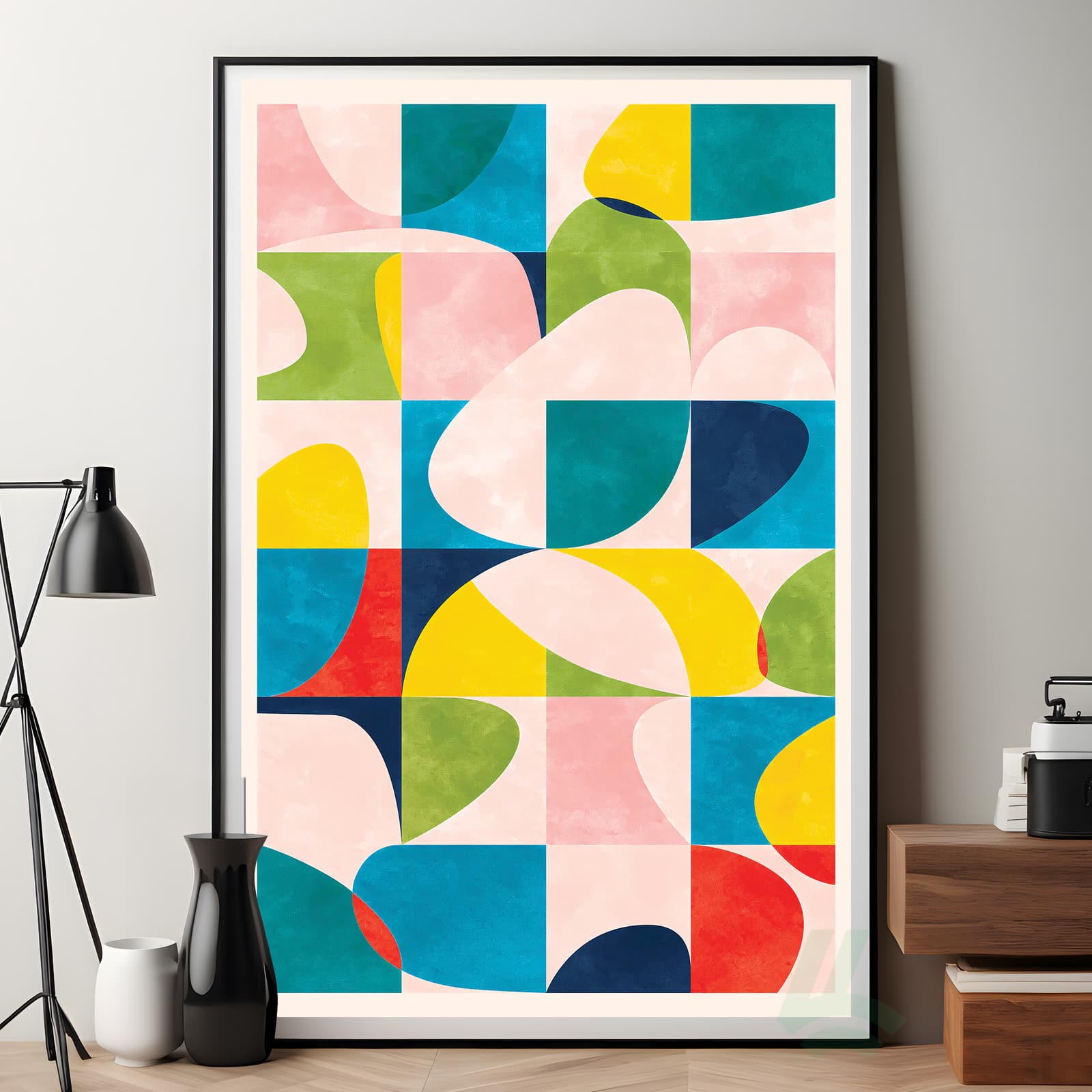 Abstract Colorful Geometric Poster, Mid Century Modern Wall Art product photo 7