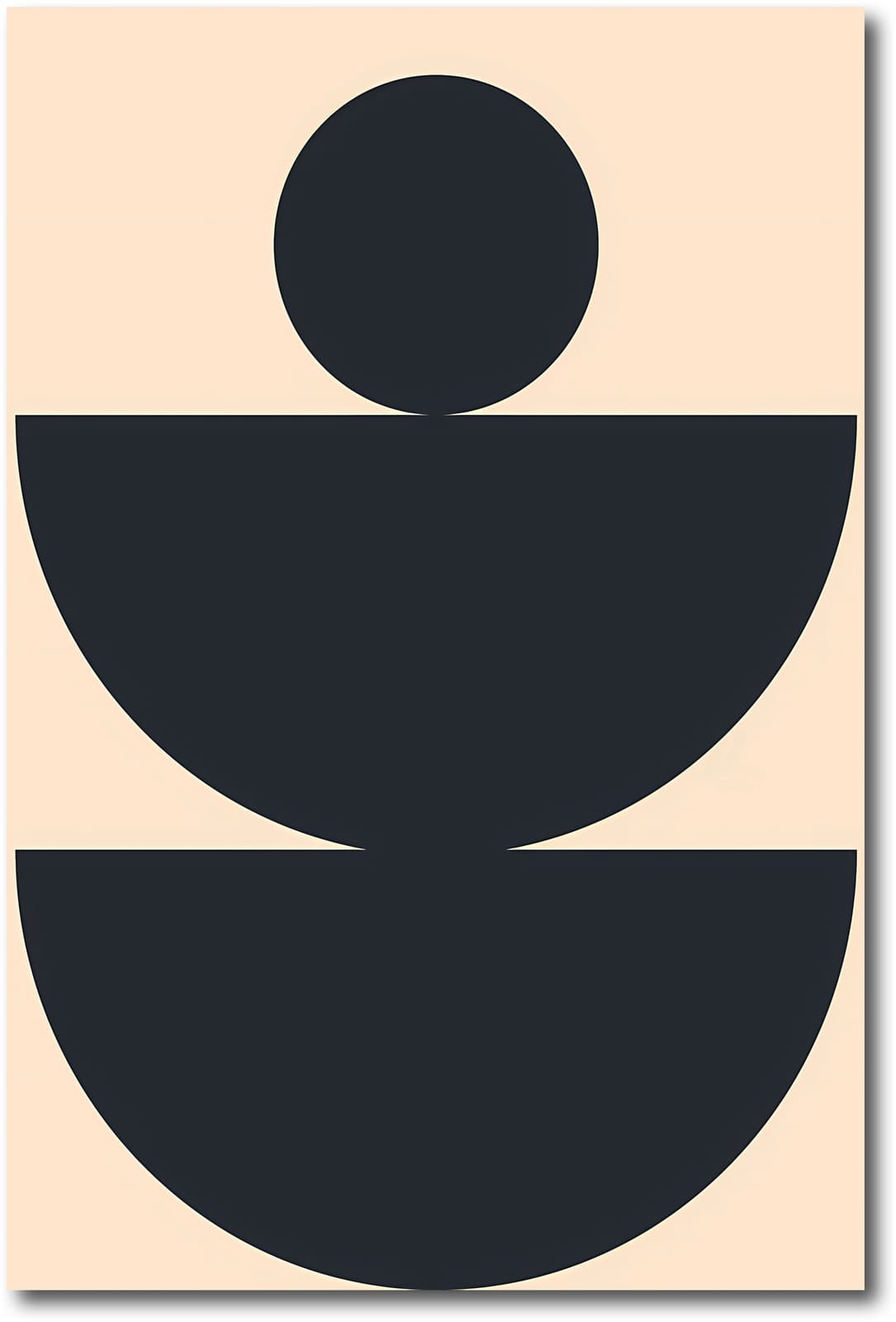 Balance Poster Minimalist Wall Art, Geometric Abstract Print with Black and Beige Shapes product photo 1