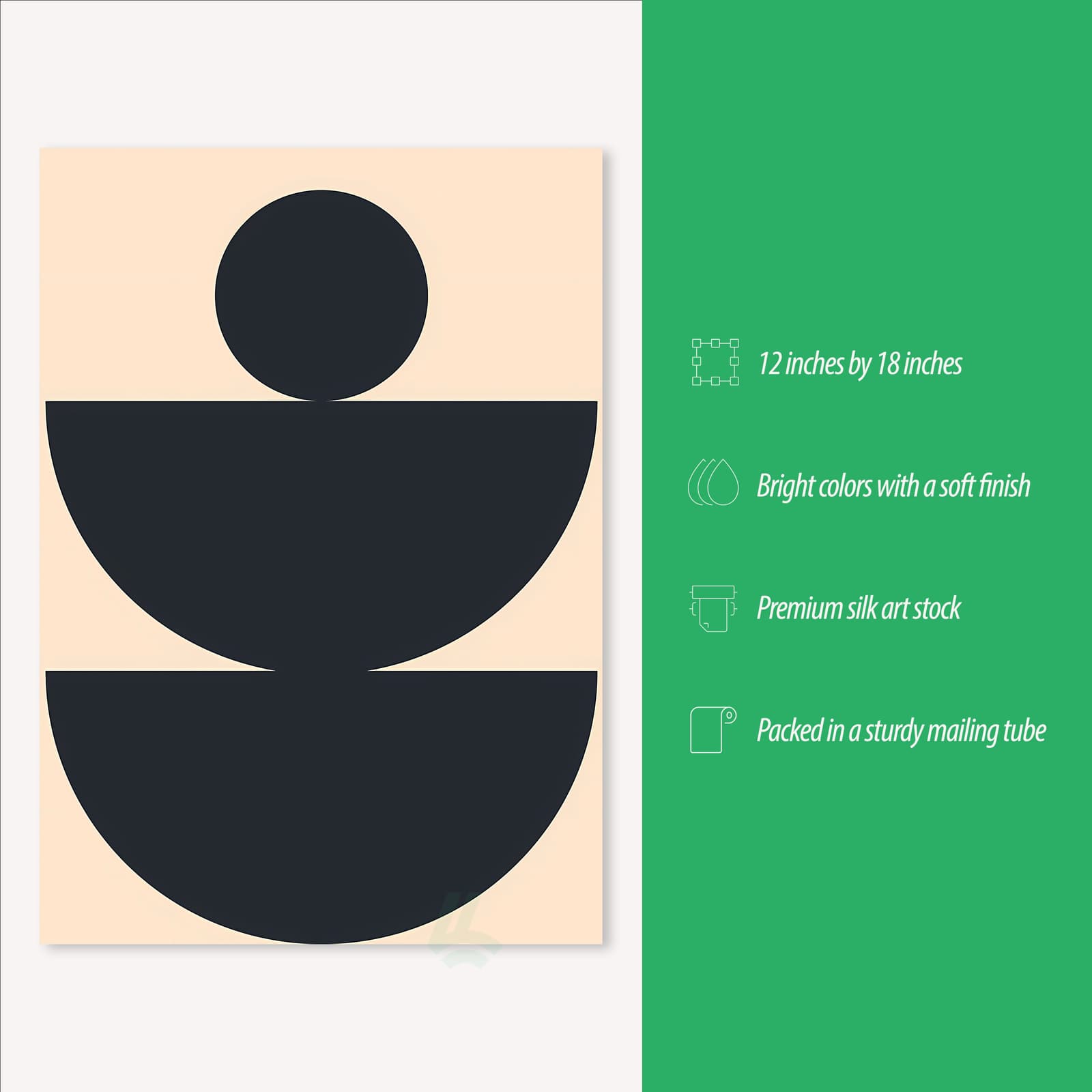 Balance Poster Minimalist Wall Art, Geometric Abstract Print with Black and Beige Shapes product photo 3