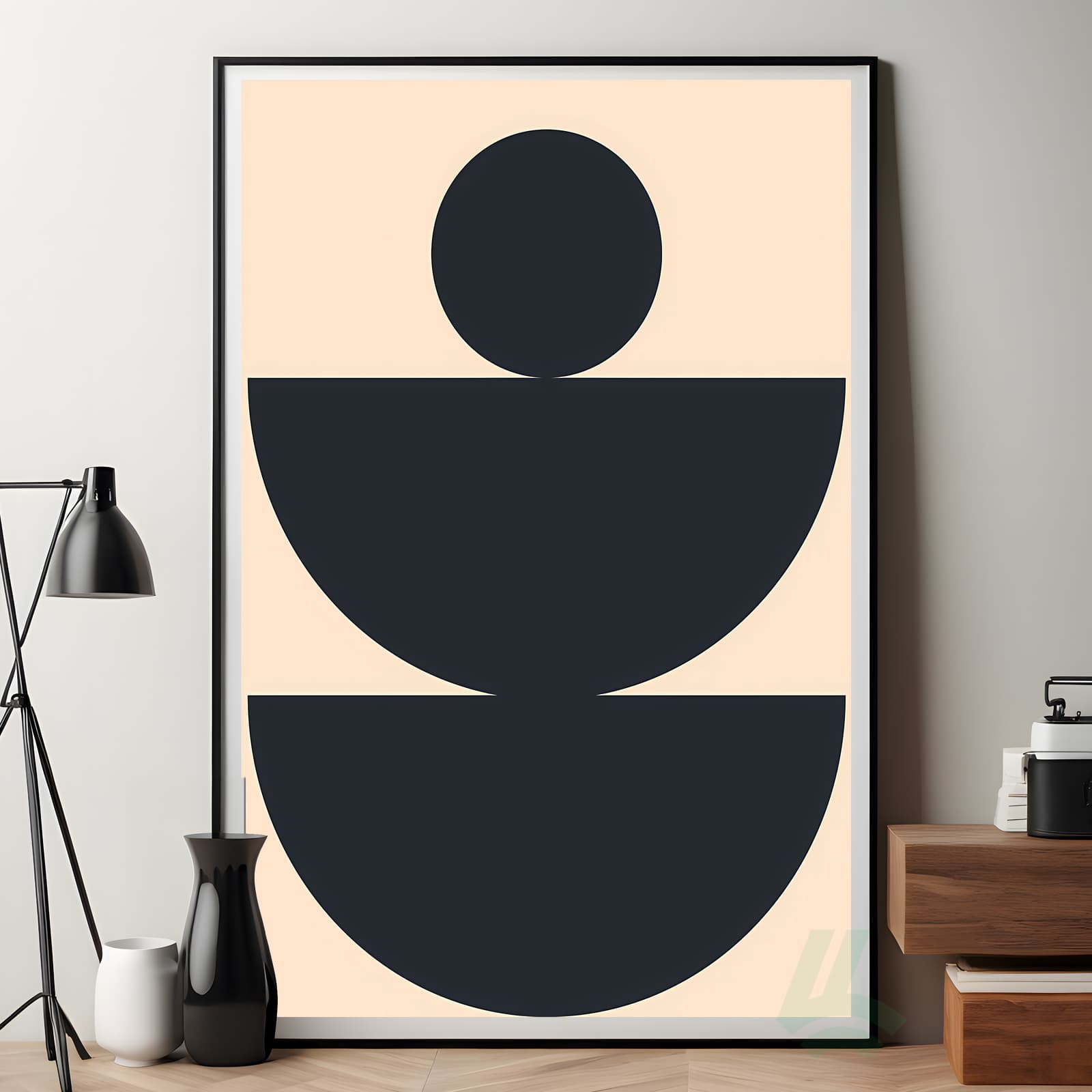 Balance Poster Minimalist Wall Art, Geometric Abstract Print with Black and Beige Shapes product photo 7