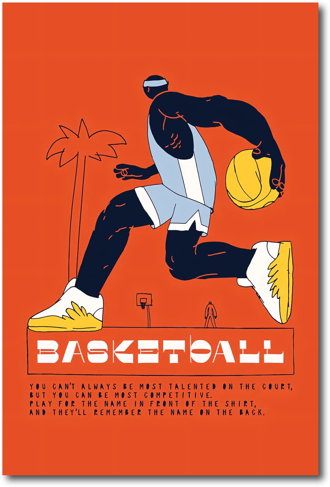 Basketball Poster Sports Wall Art with Dunk Action and Athlete Quote product photo 1