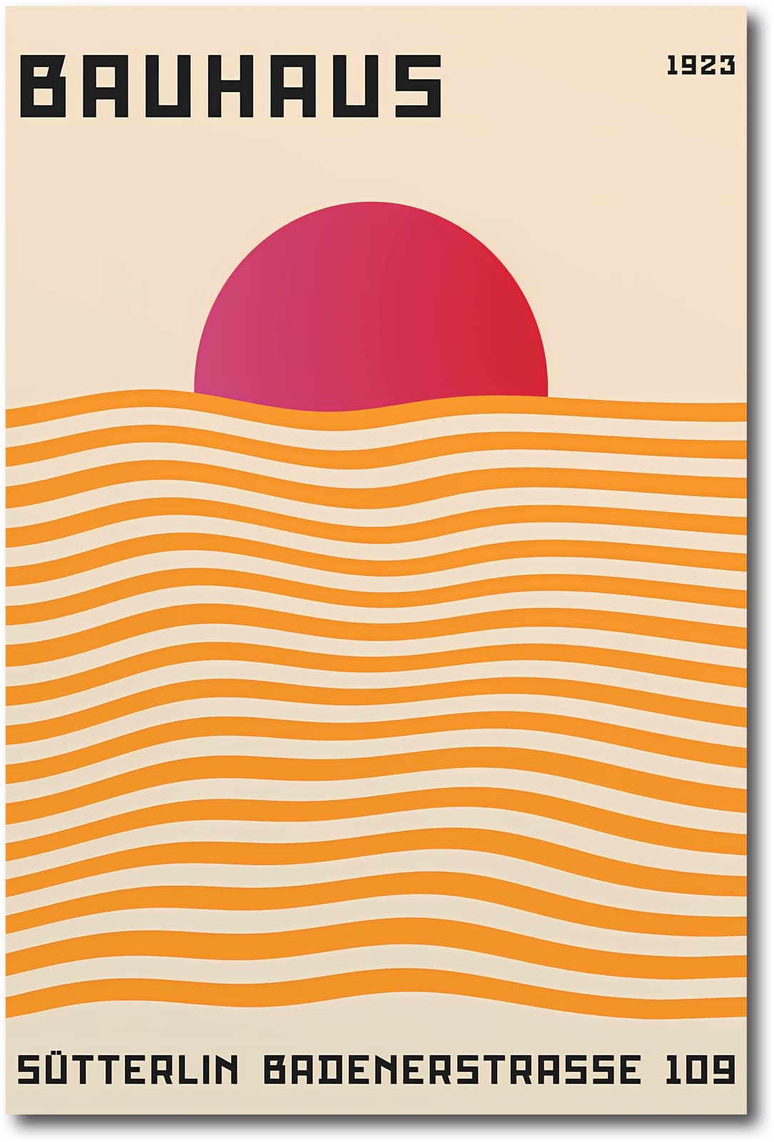 Bauhaus Poster 1923 Art Print, Modernist Wall Decor with Geometric Sun and Waves product photo 1