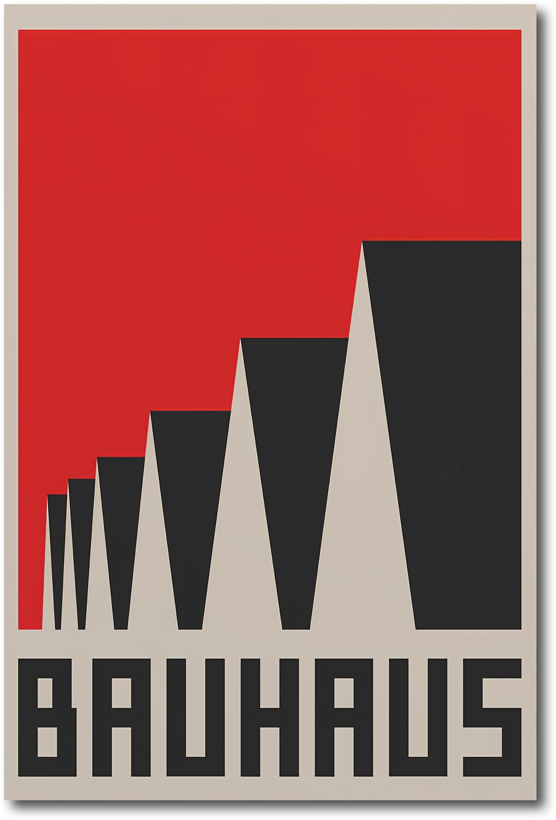 Bauhaus Poster Modernist Wall Art, Geometric Abstract Design in Red and Black product photo 1
