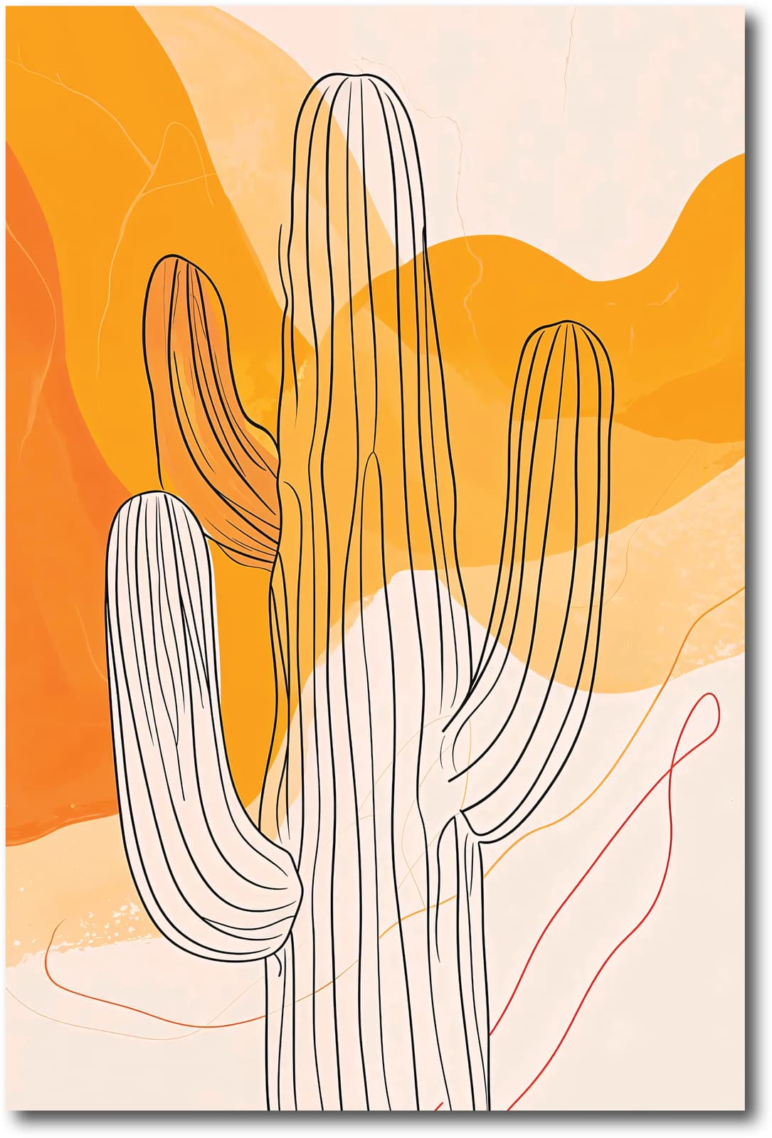 Cactus Poster Desert Wall Art, Minimalist Line Drawing with Southwestern Boho Aesthetic product photo 1