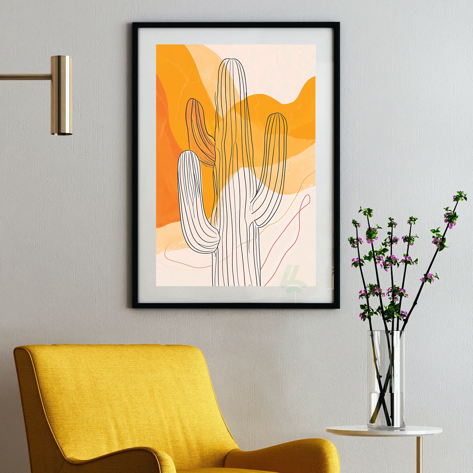 Cactus Poster Desert Wall Art, Minimalist Line Drawing with Southwestern Boho Aesthetic product photo 2