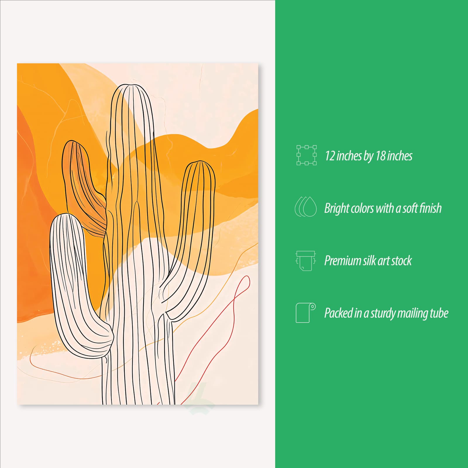 Cactus Poster Desert Wall Art, Minimalist Line Drawing with Southwestern Boho Aesthetic product photo 3