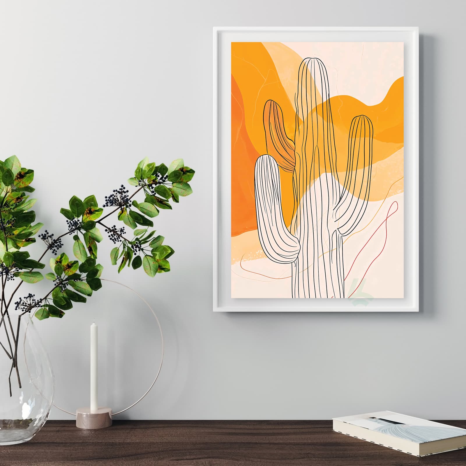 Cactus Poster Desert Wall Art, Minimalist Line Drawing with Southwestern Boho Aesthetic product photo 5