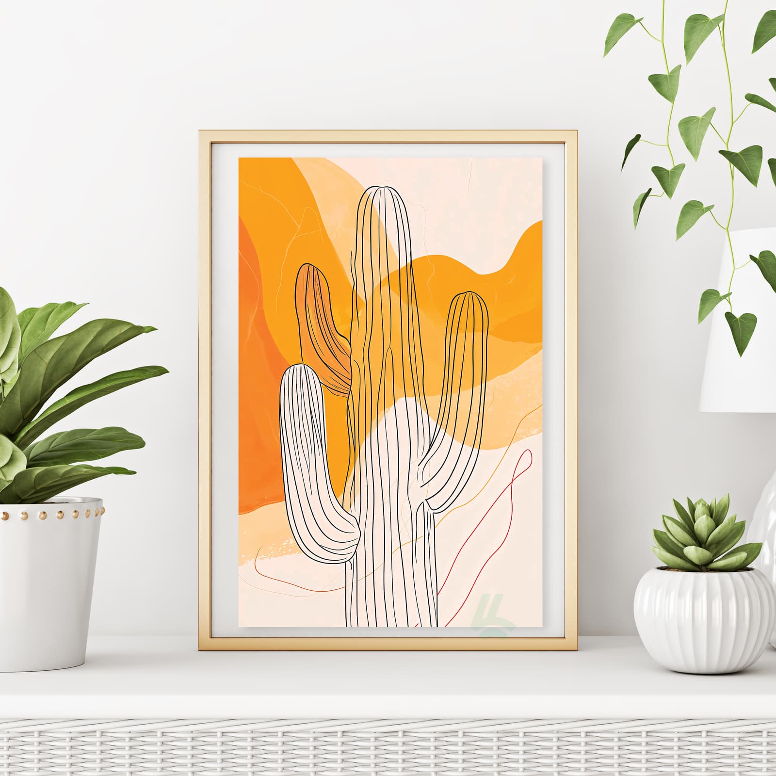 Cactus Poster Desert Wall Art, Minimalist Line Drawing with Southwestern Boho Aesthetic product photo 6