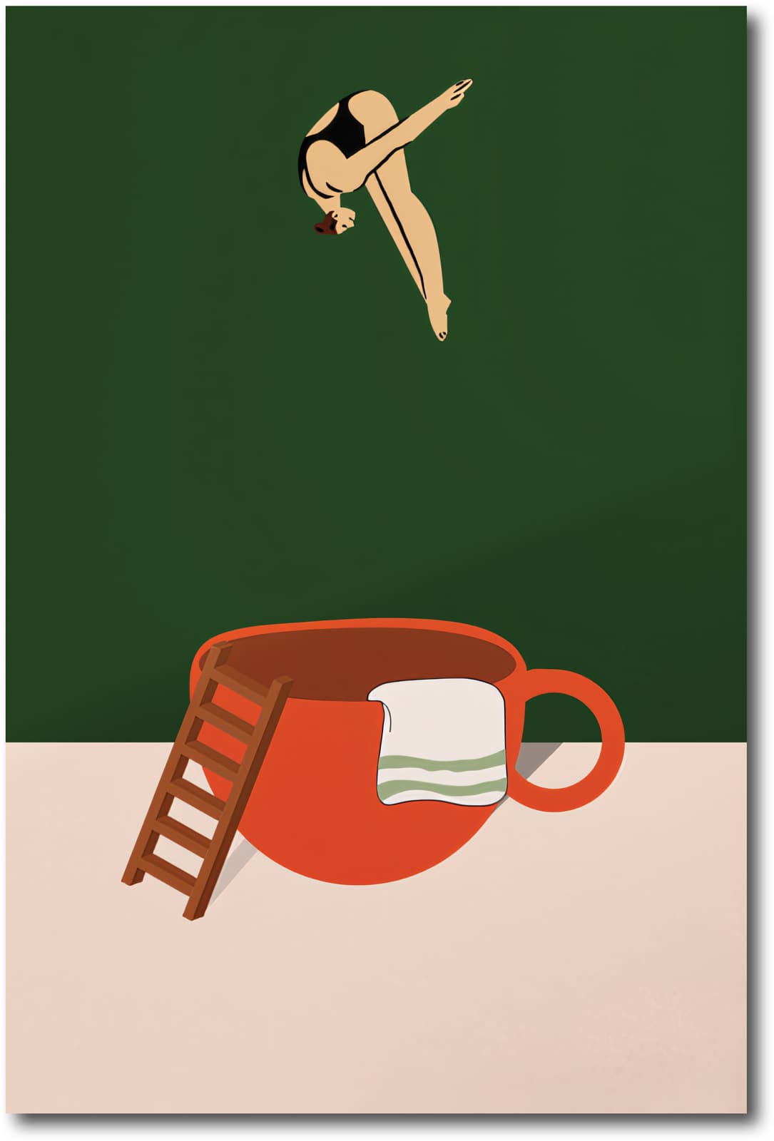 Coffee Poster Surreal Diver in Red Cup Art product photo 1