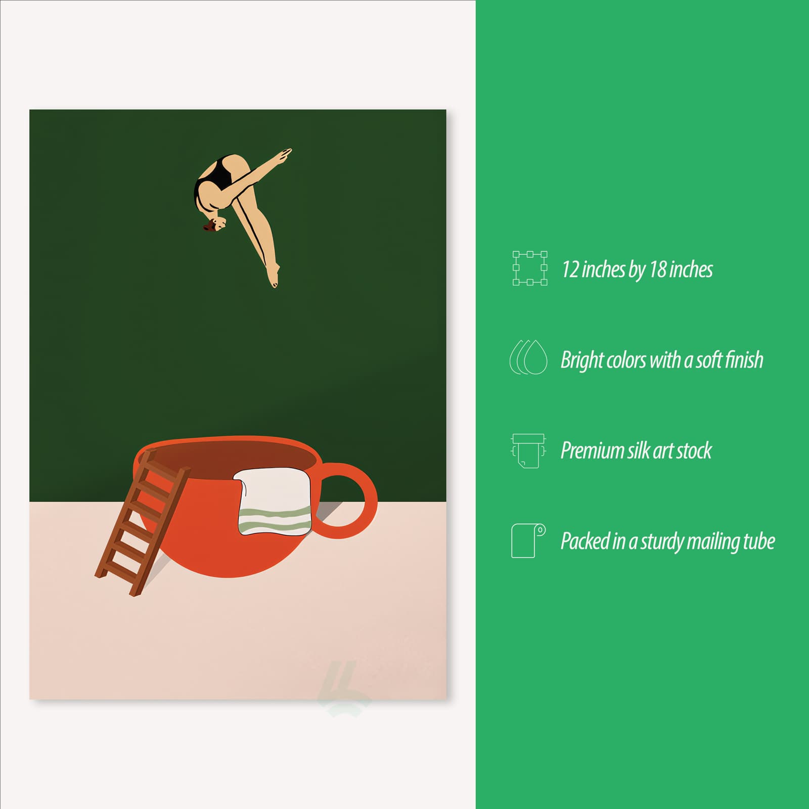 Coffee Poster Surreal Diver in Red Cup Art product photo 3