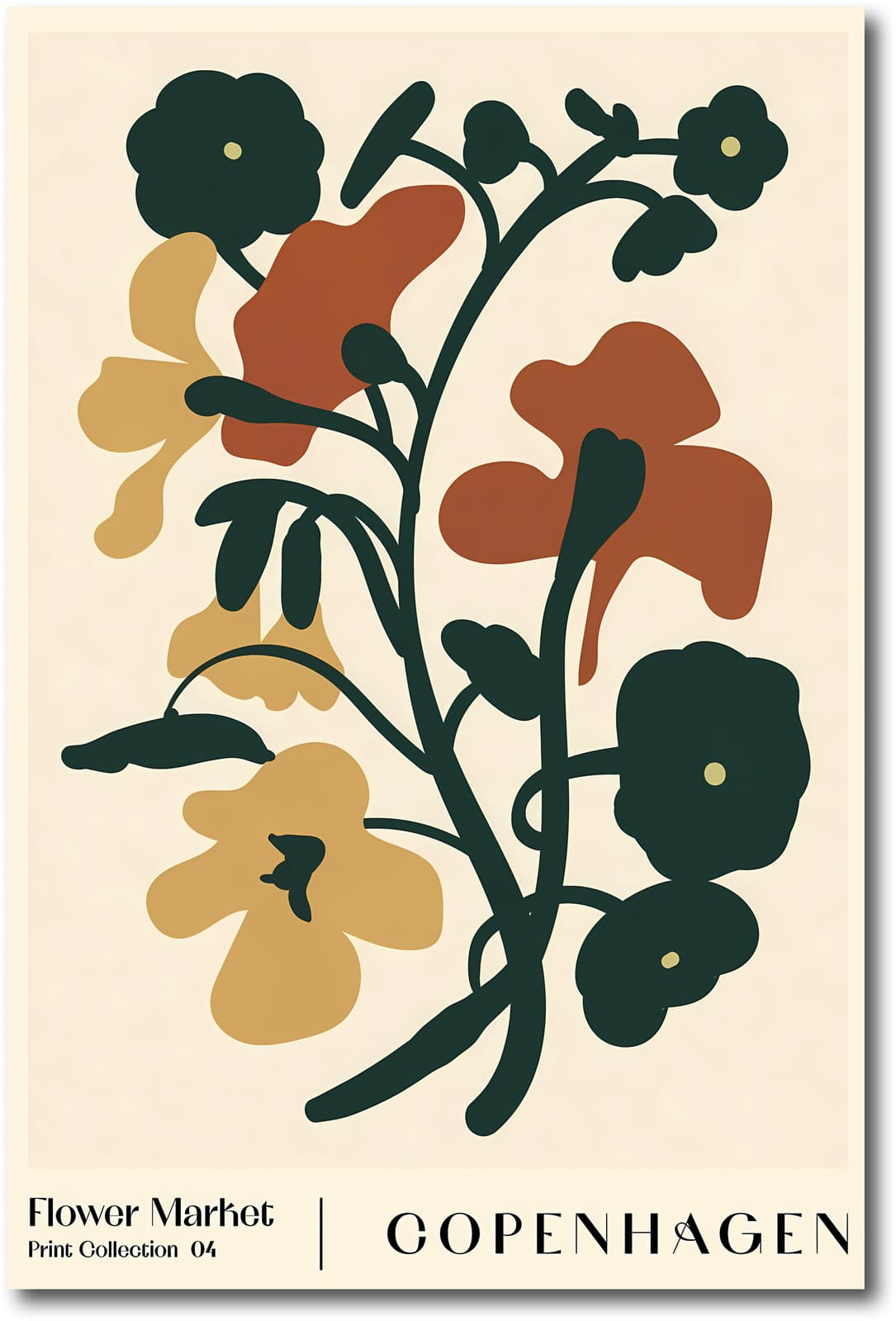 Copenhagen Flower Market Poster, Minimalist Botanical Wall Art Print product photo 1