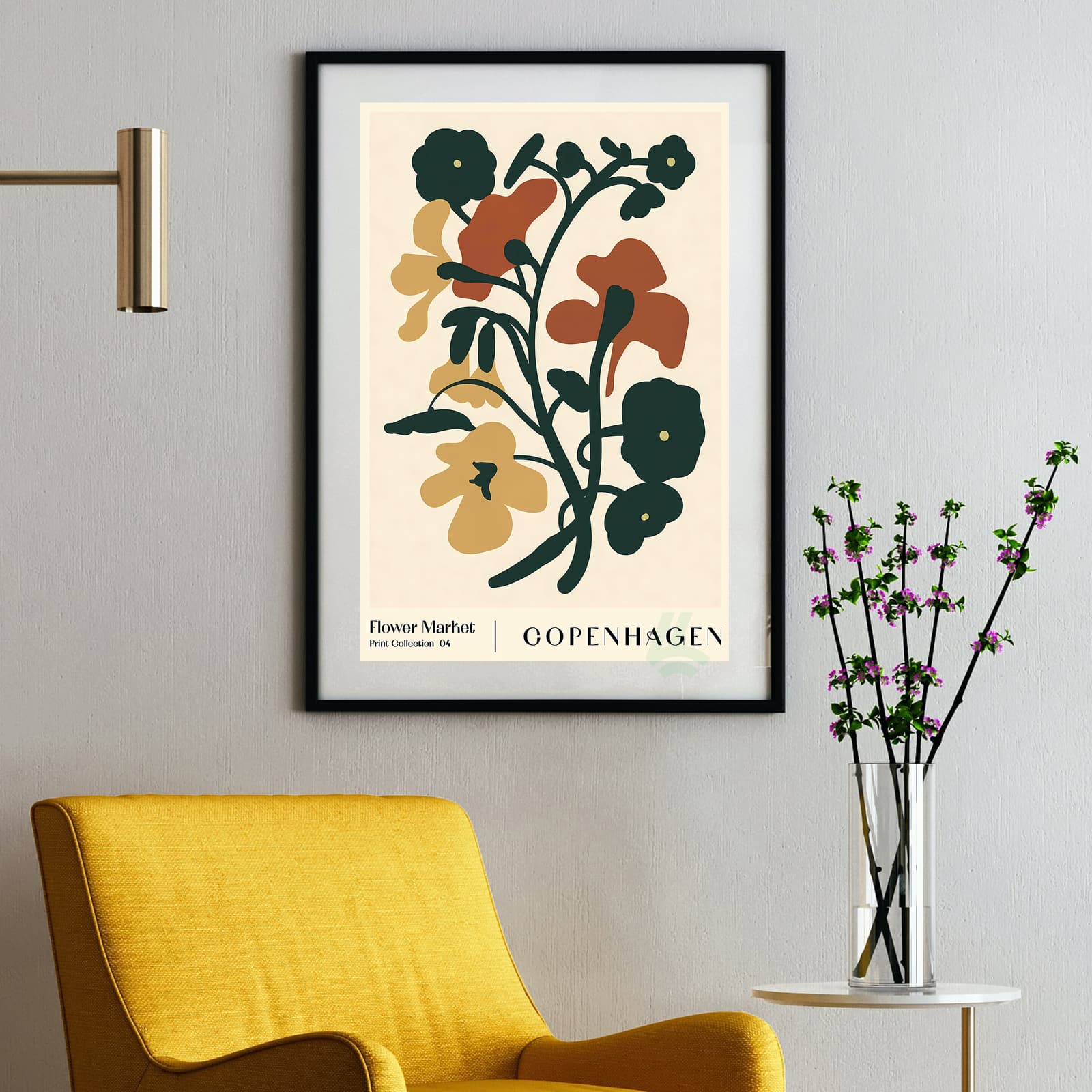 Copenhagen Flower Market Poster, Minimalist Botanical Wall Art Print product photo 2