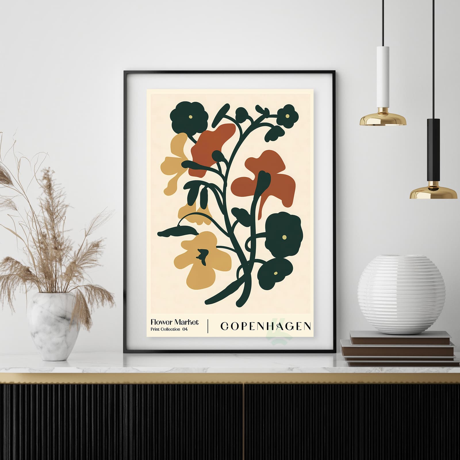Copenhagen Flower Market Poster, Minimalist Botanical Wall Art Print product photo 4