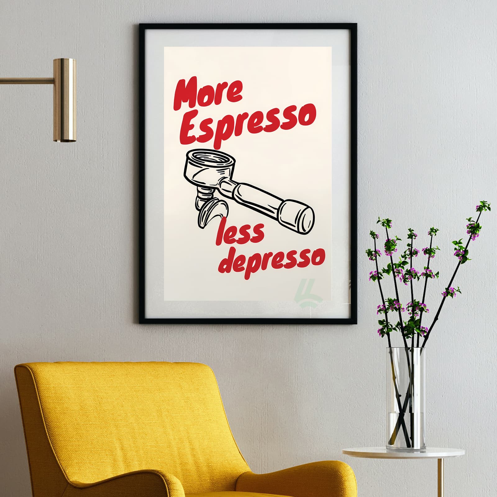Funny Coffee Poster Espresso Kitchen Wall Art, Caffeine Pun Quote for Cafe Decor product photo 2