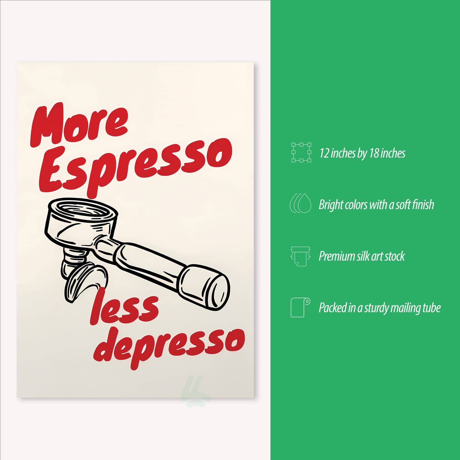 Funny Coffee Poster Espresso Kitchen Wall Art, Caffeine Pun Quote for Cafe Decor product photo 3