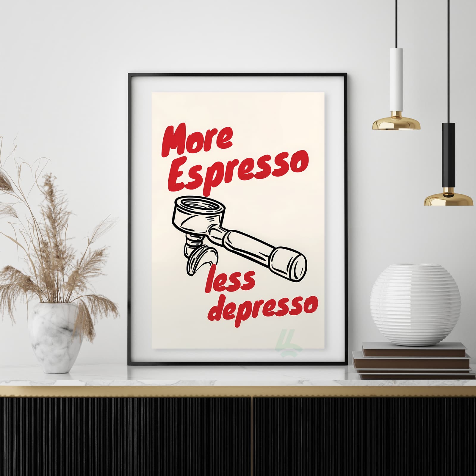 Funny Coffee Poster Espresso Kitchen Wall Art, Caffeine Pun Quote for Cafe Decor product photo 4