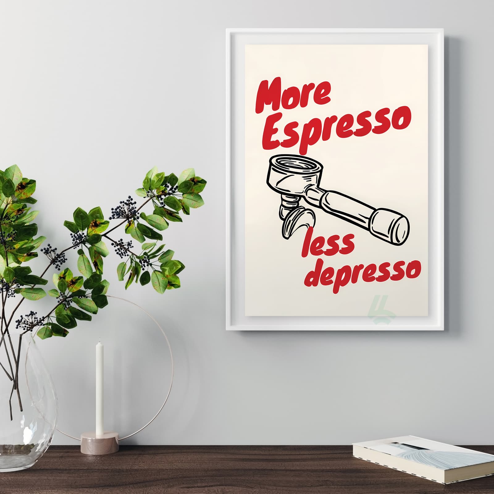 Funny Coffee Poster Espresso Kitchen Wall Art, Caffeine Pun Quote for Cafe Decor product photo 5