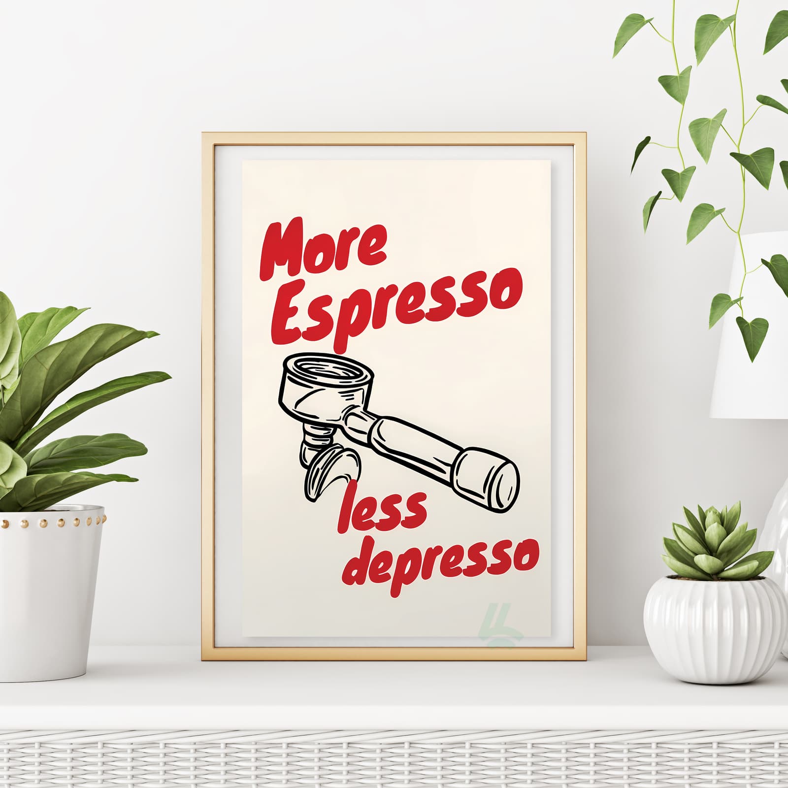 Funny Coffee Poster Espresso Kitchen Wall Art, Caffeine Pun Quote for Cafe Decor product photo 6