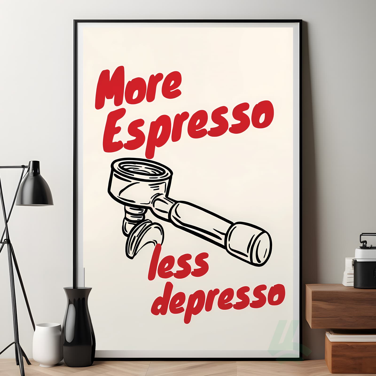 Funny Coffee Poster Espresso Kitchen Wall Art, Caffeine Pun Quote for Cafe Decor product photo 7