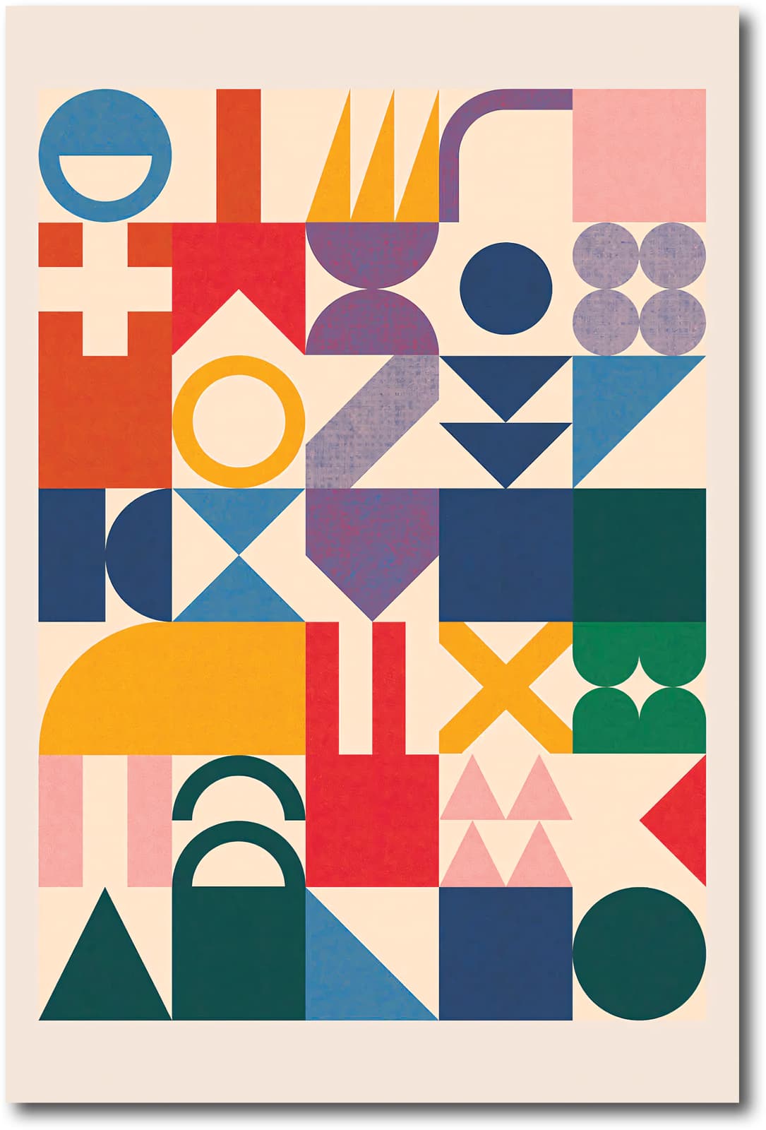 Geometric Poster Abstract Wall Art with Colorful Shapes, Mid Century Modern Retro Design product photo 1