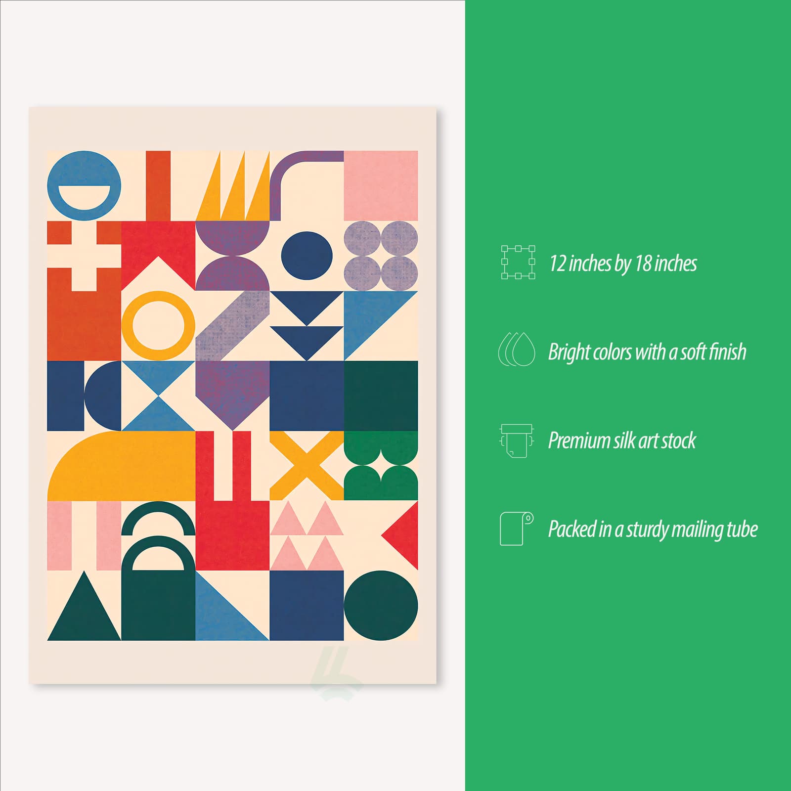 Geometric Poster Abstract Wall Art with Colorful Shapes, Mid Century Modern Retro Design product photo 3