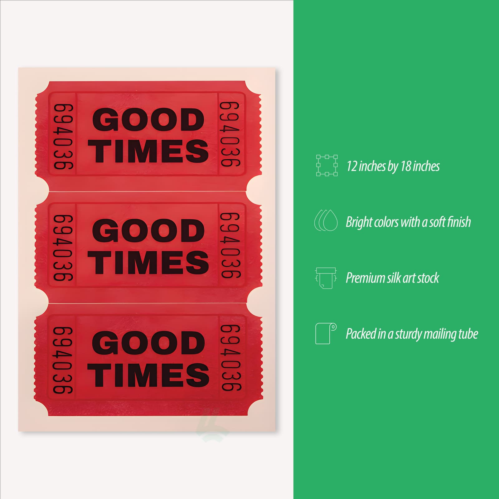 Good Times Poster Retro Ticket Wall Art product photo 3