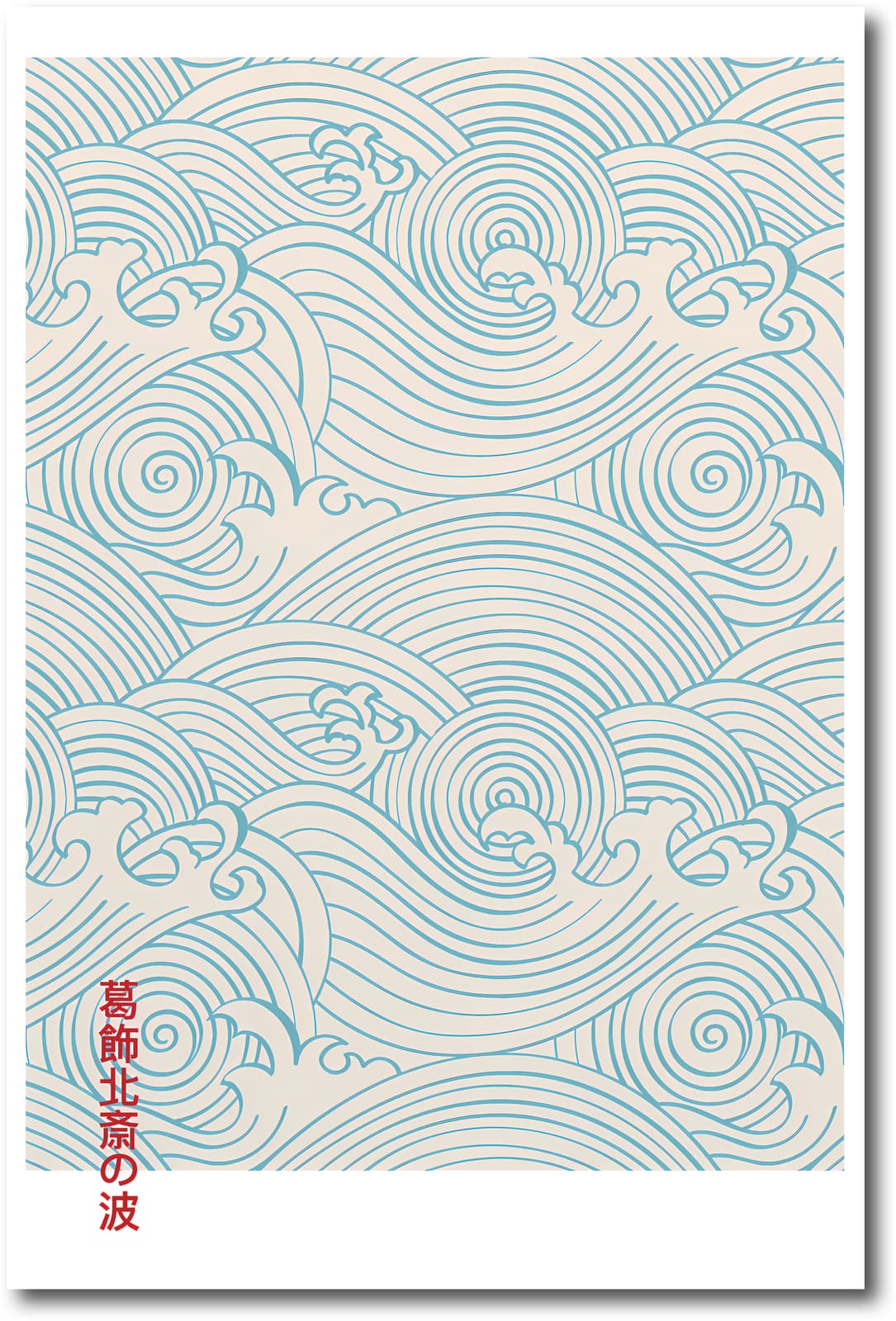 Japanese Wave Poster by Katsushika Hokusai, Minimal Blue Line Ocean Wall Art product photo 1