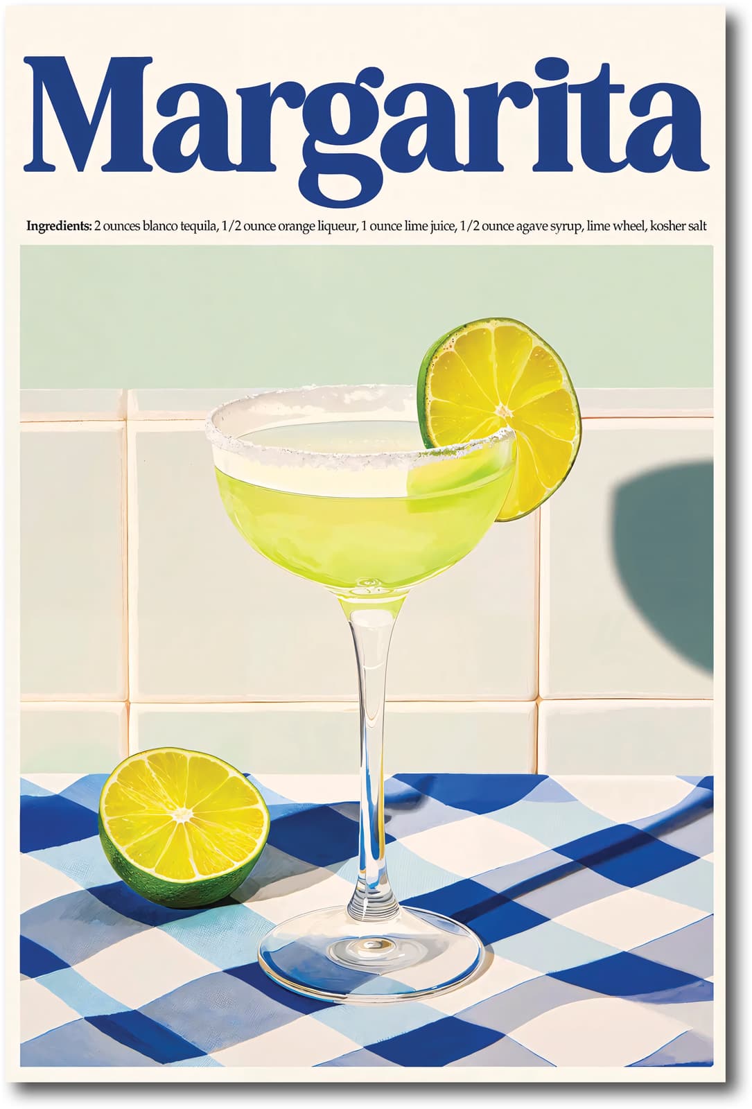 Margarita Poster Tequila Cocktail Recipe Wall Art product photo 1