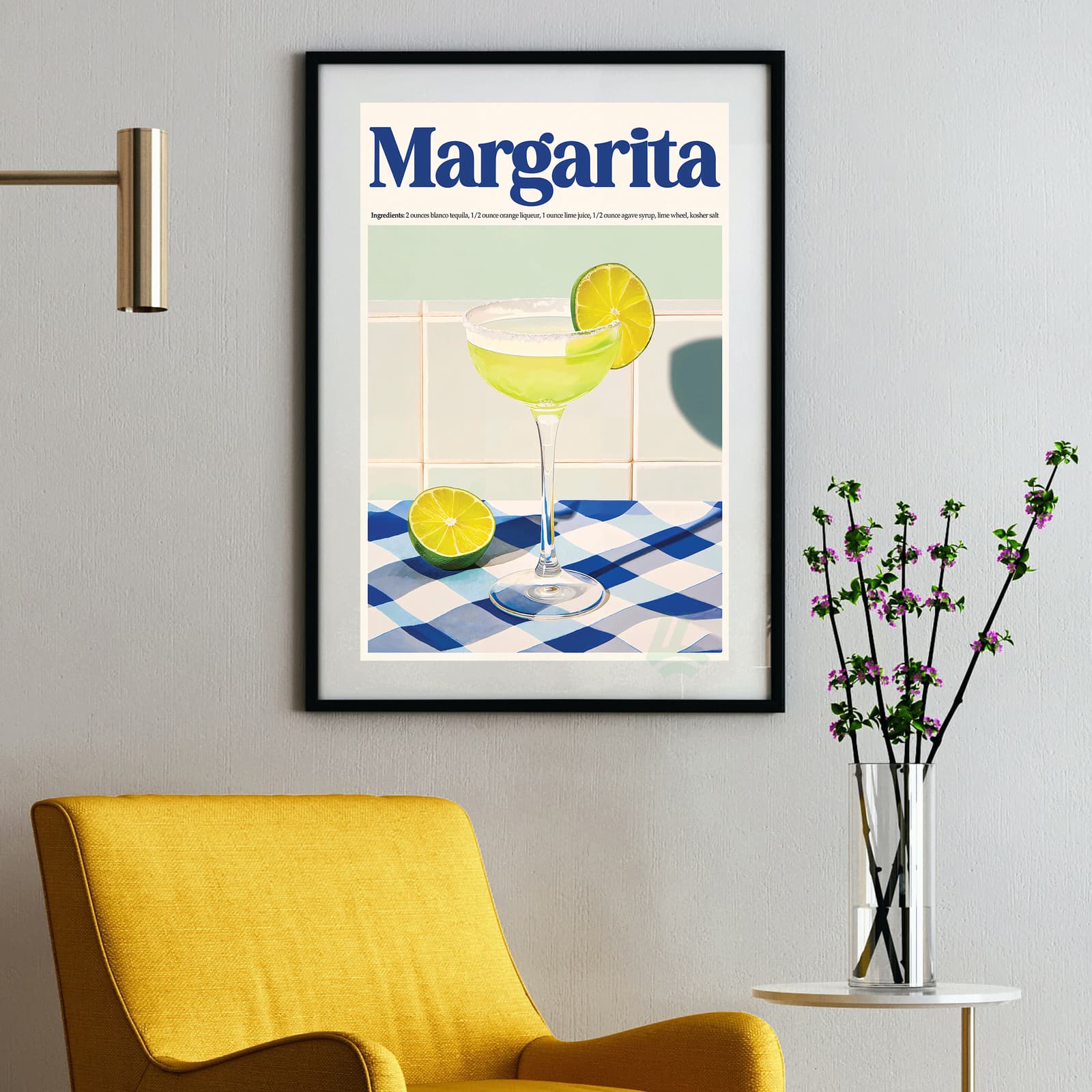 Margarita Poster Tequila Cocktail Recipe Wall Art product photo 2