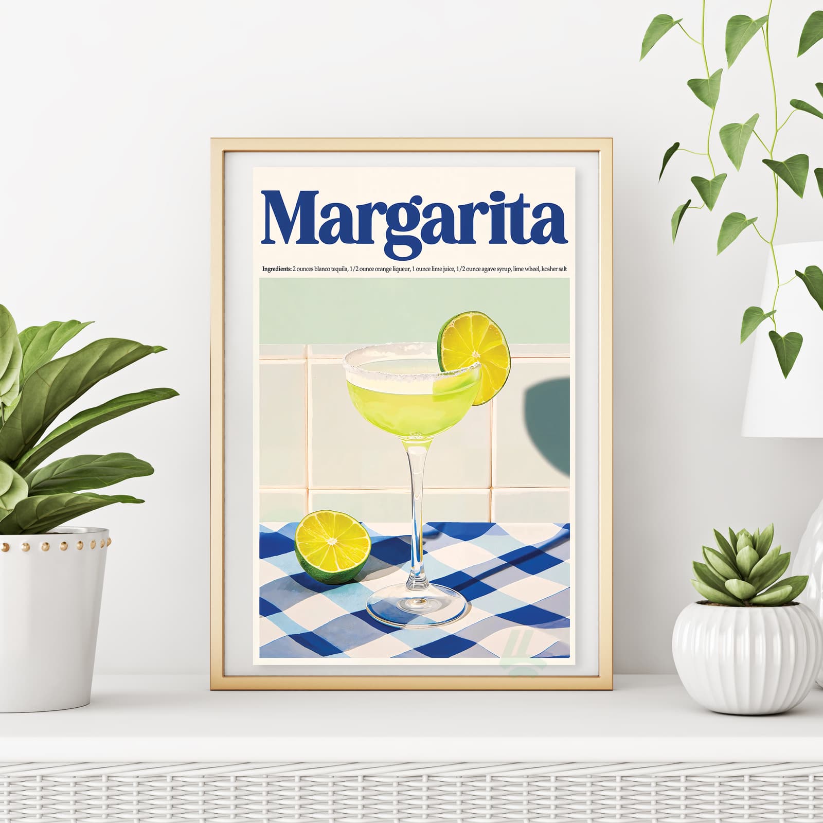 Margarita Poster Tequila Cocktail Recipe Wall Art product photo 6
