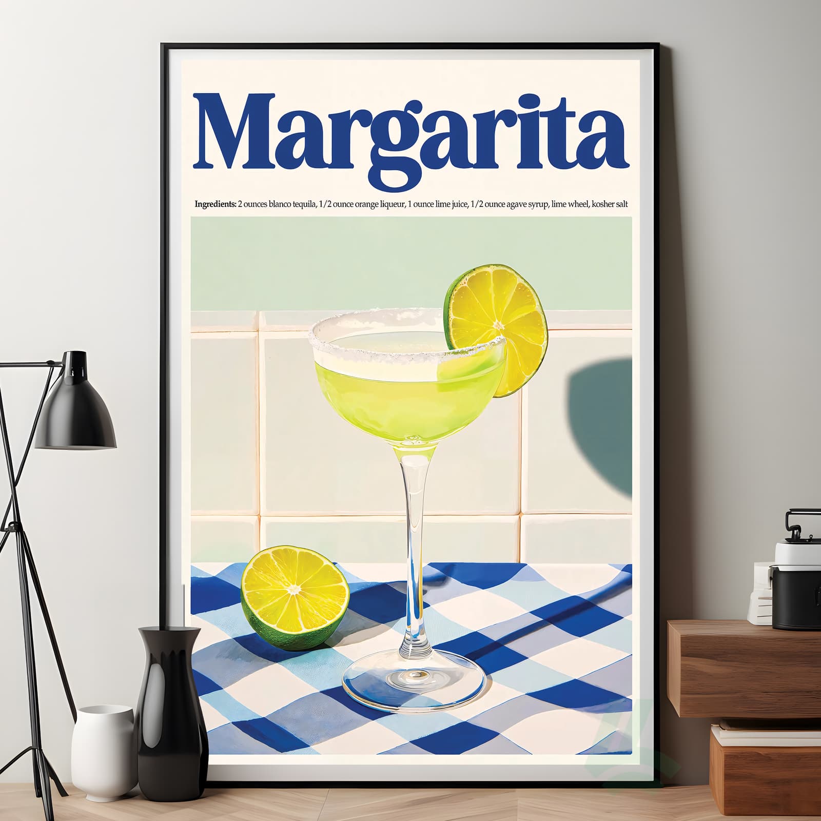 Margarita Poster Tequila Cocktail Recipe Wall Art product photo 7