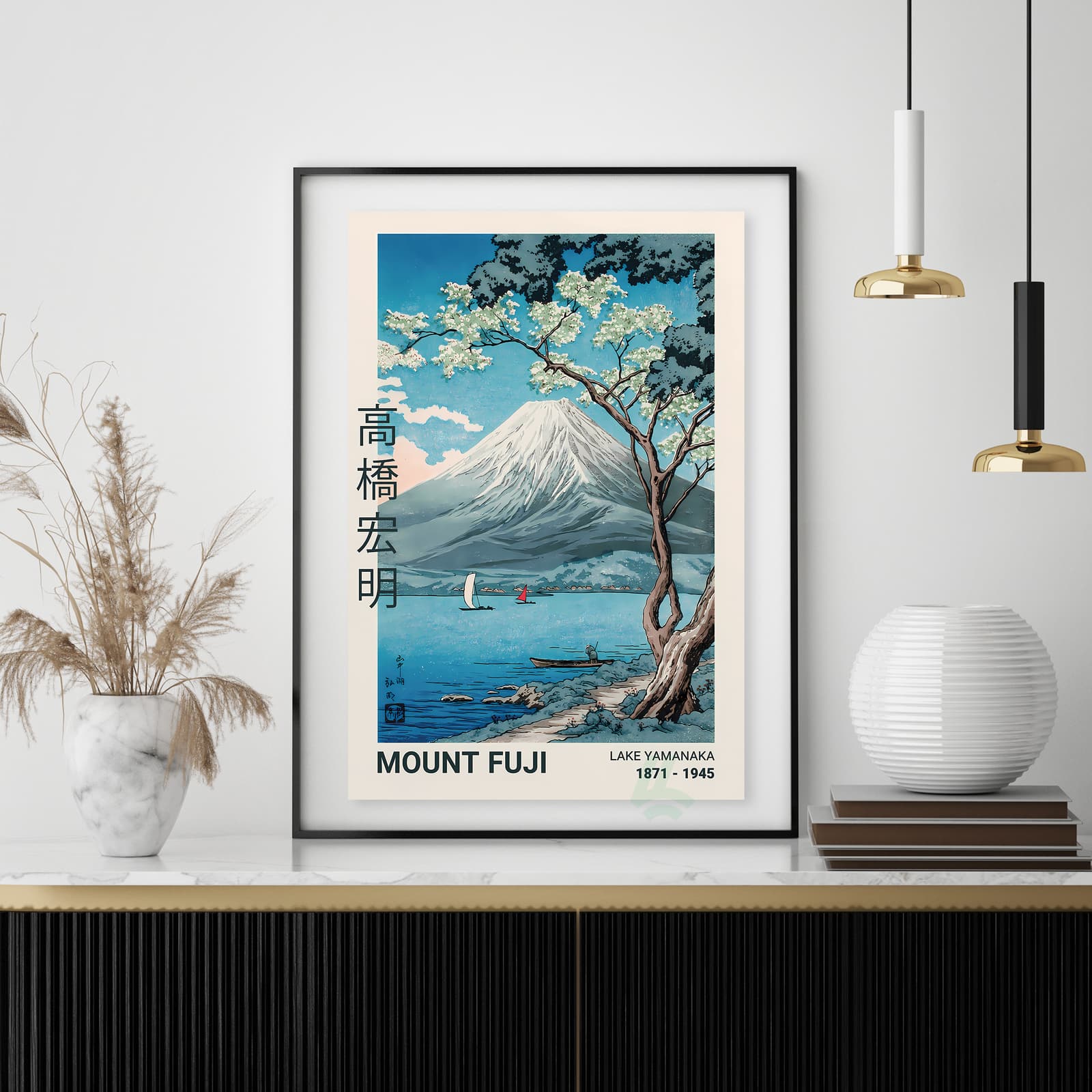 Mount Fuji Poster Japanese Wall Art, Lake Yamanaka Print by Hiroaki Takahashi product photo 4
