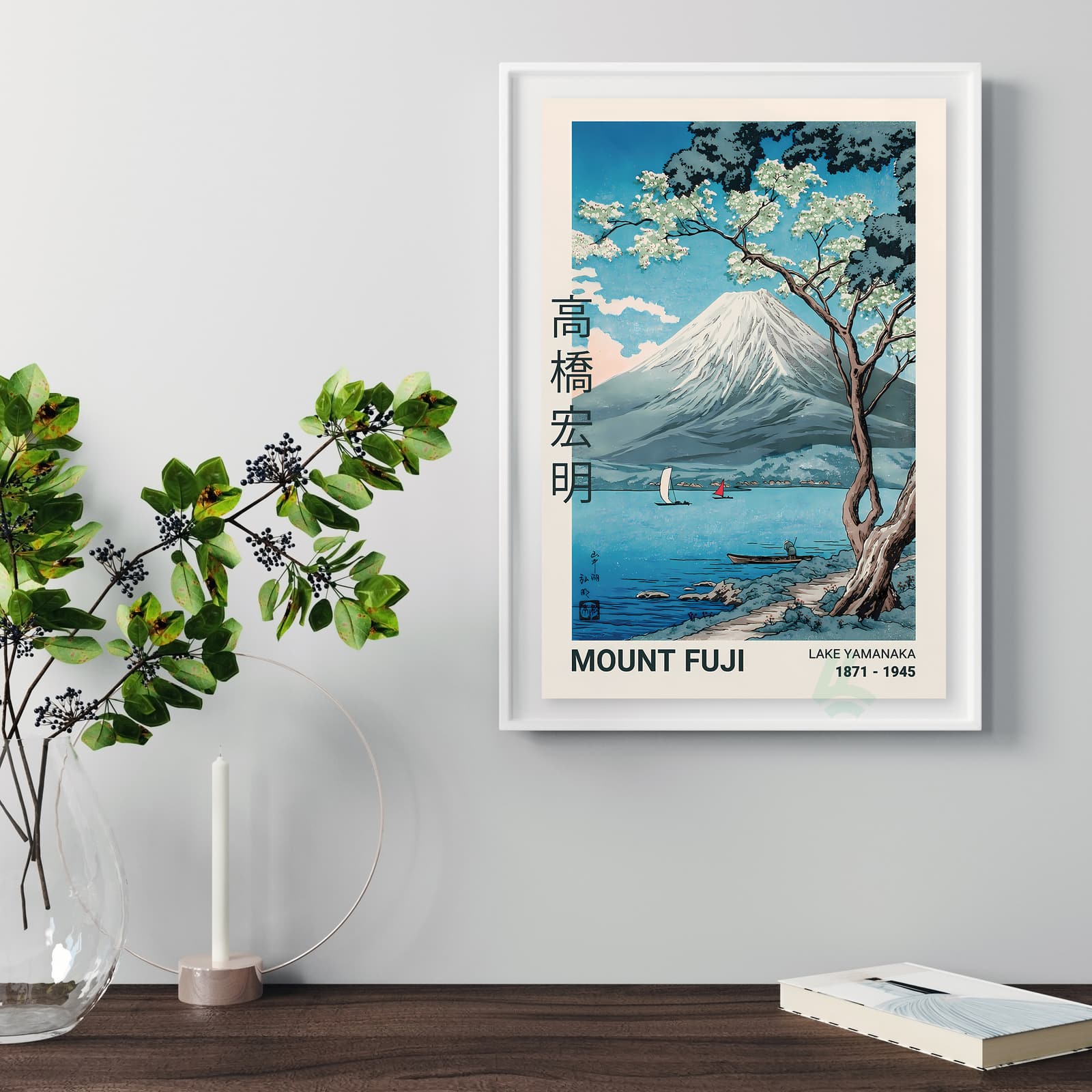 Mount Fuji Poster Japanese Wall Art, Lake Yamanaka Print by Hiroaki Takahashi product photo 5