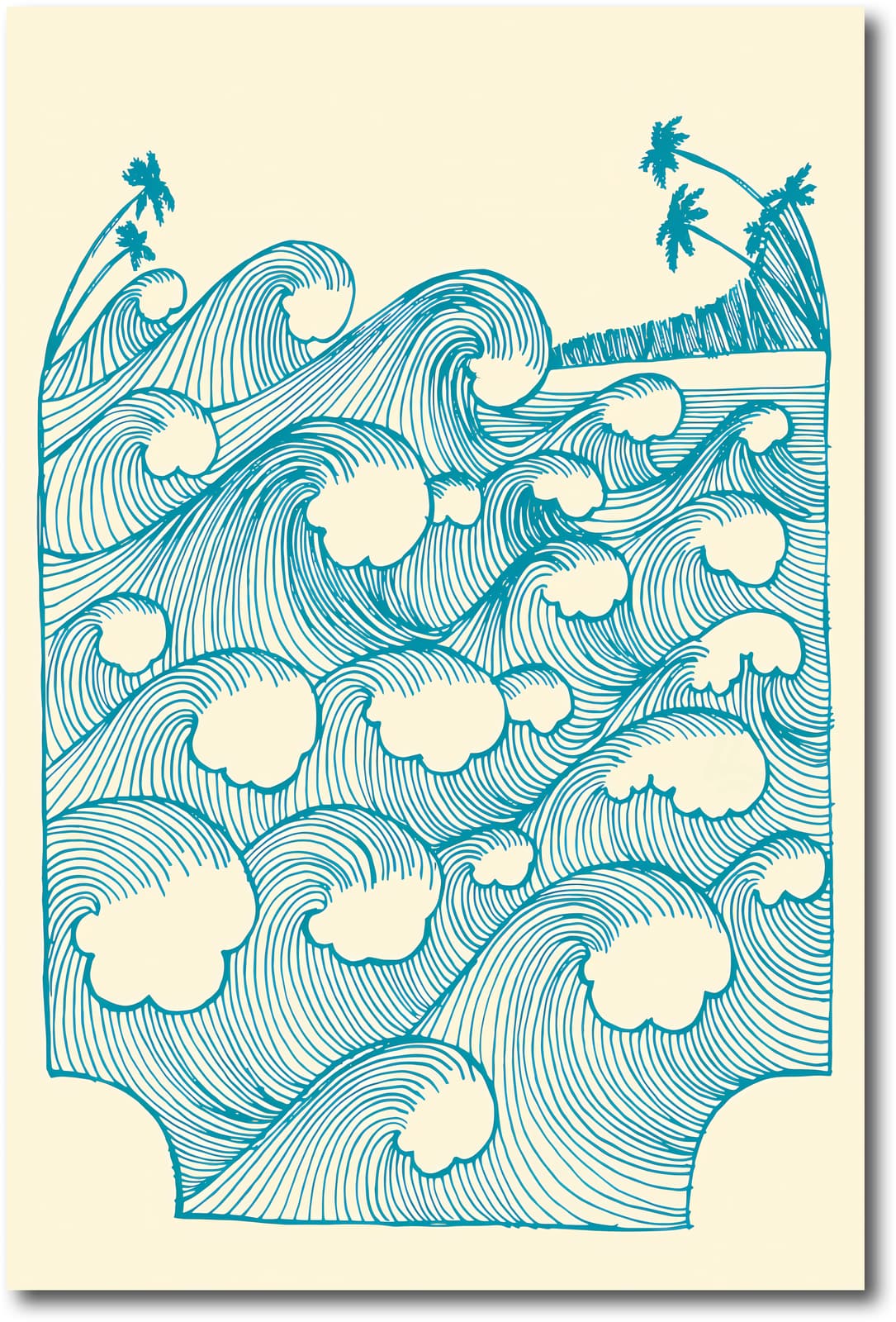 Ocean Wave Poster Line Art, Minimalist Coastal Surf Print product photo 1