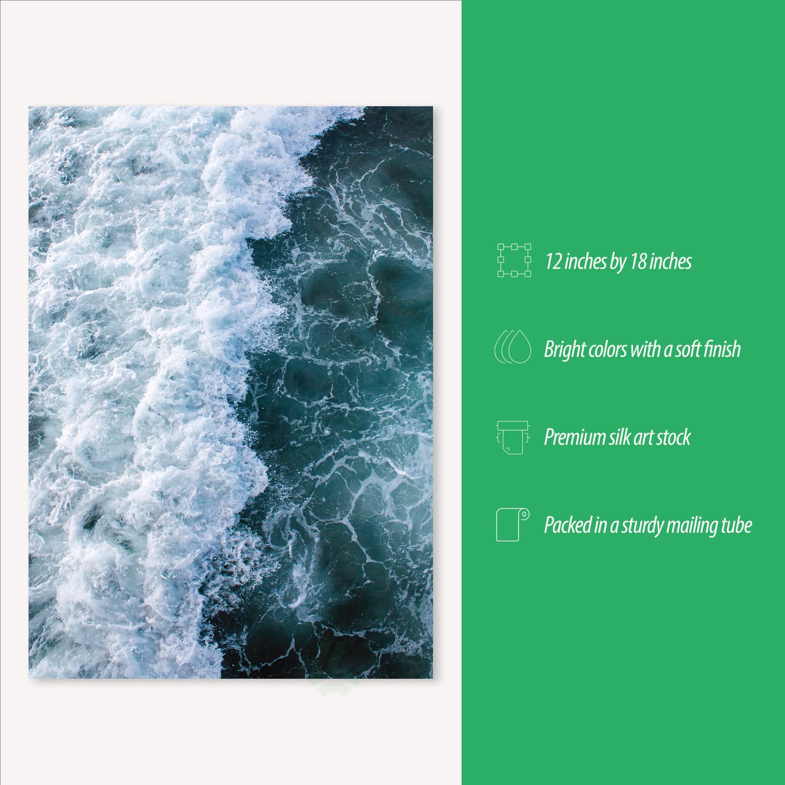 Ocean Wave Poster, Sea Surf Wall Art Print Featuring Blue Water Abstract Photography product photo 3