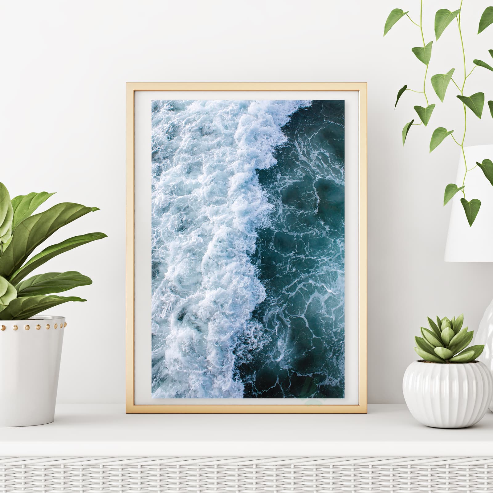 Ocean Wave Poster, Sea Surf Wall Art Print Featuring Blue Water Abstract Photography product photo 6