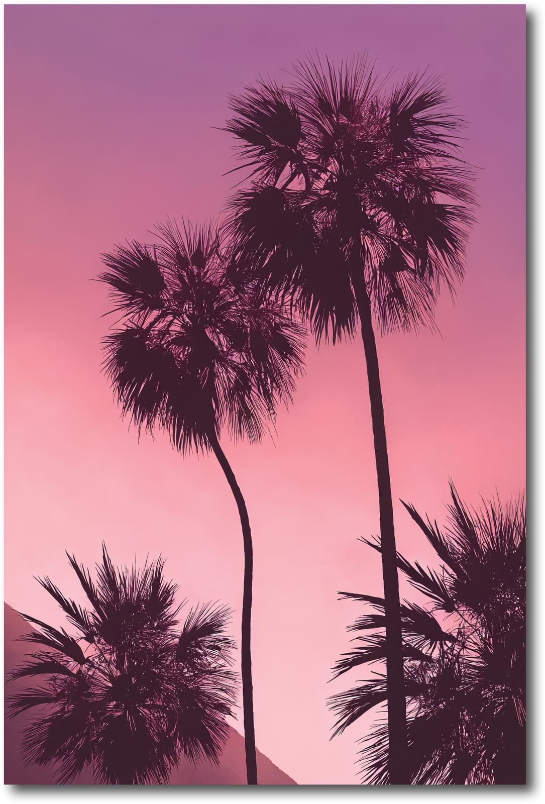 Palm Tree Poster Sunset Wall Art, Tropical Beach Print with Pink Sky Aesthetic product photo 1