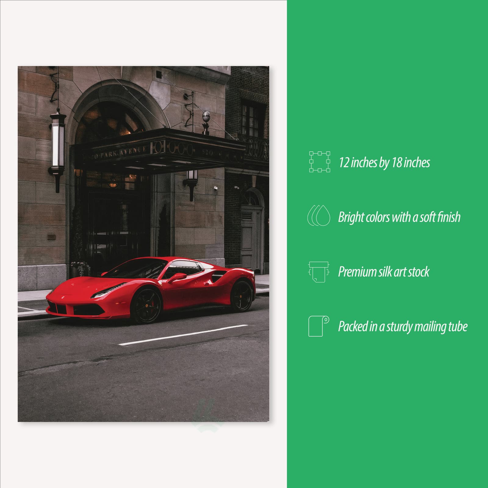 Red Sports Car Poster Wall Art, Exotic Italian Supercar Print with Sleek Racing Design product photo 3