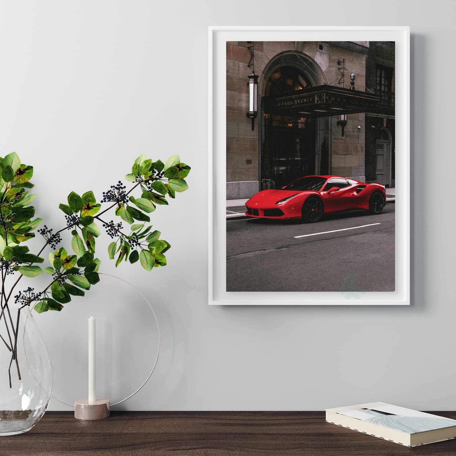 Red Sports Car Poster Wall Art, Exotic Italian Supercar Print with Sleek Racing Design product photo 5