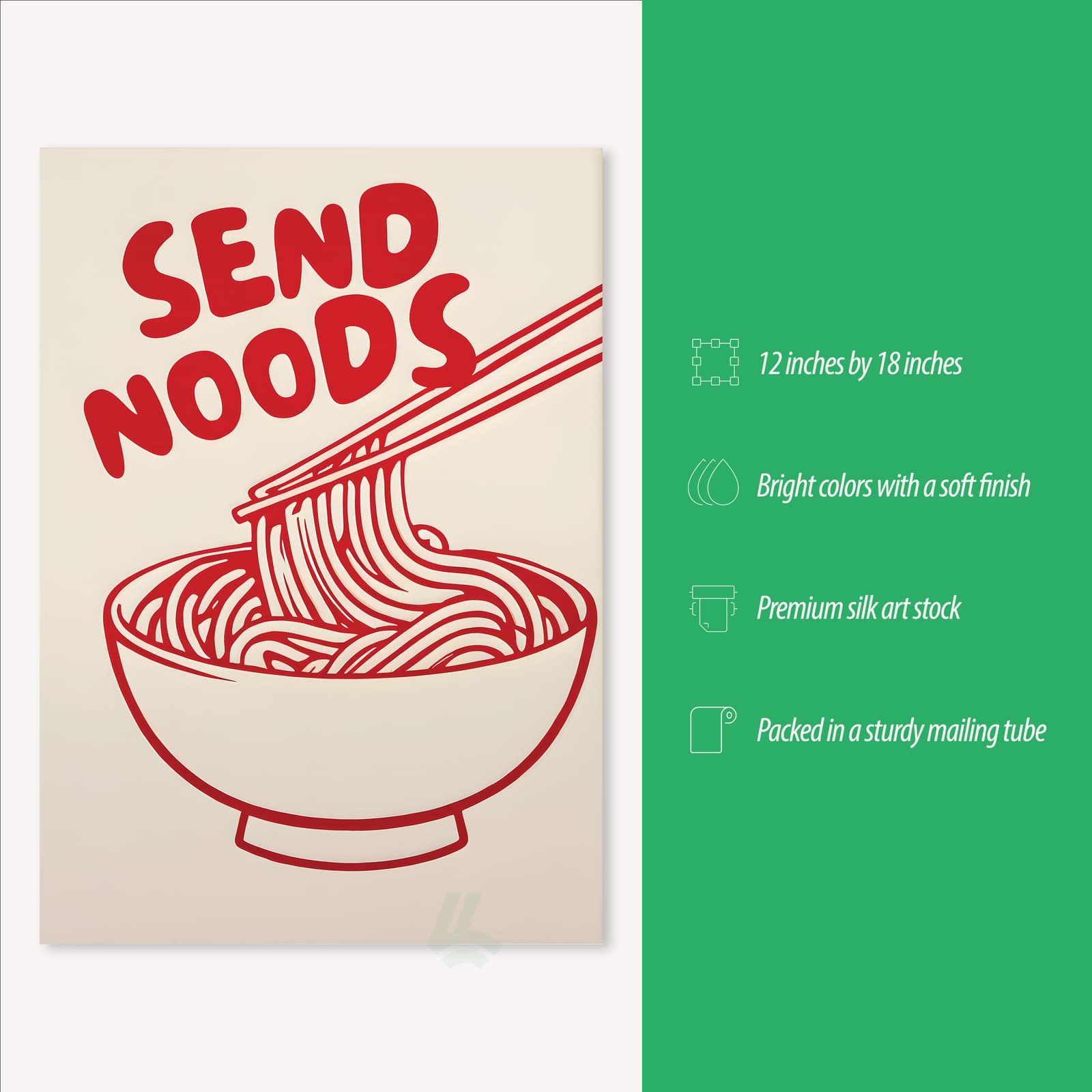 Send Noods Poster, Funny Ramen Noodle Wall Art product photo 3