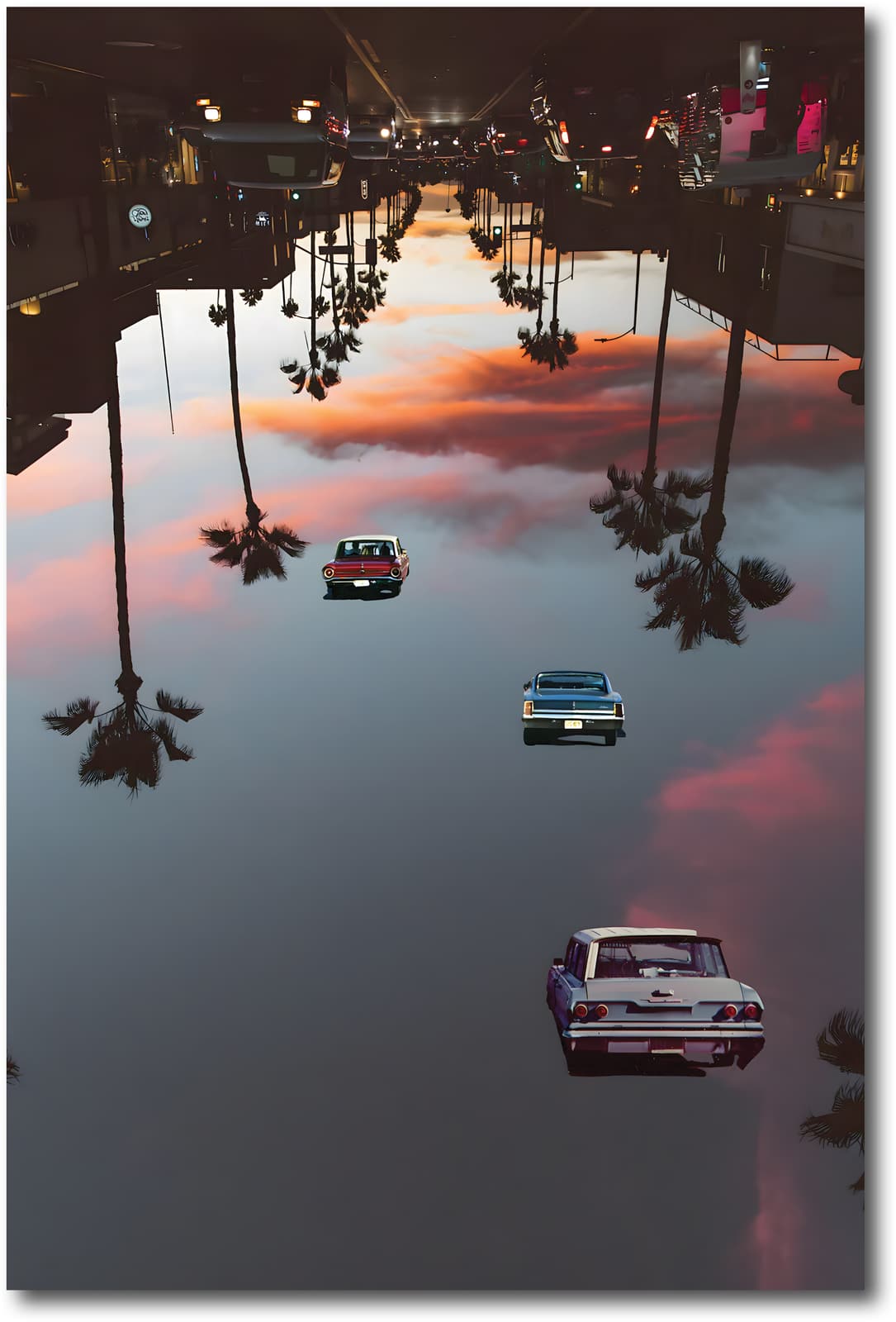 Surreal Car Poster with Floating Vintage Rides product photo 1
