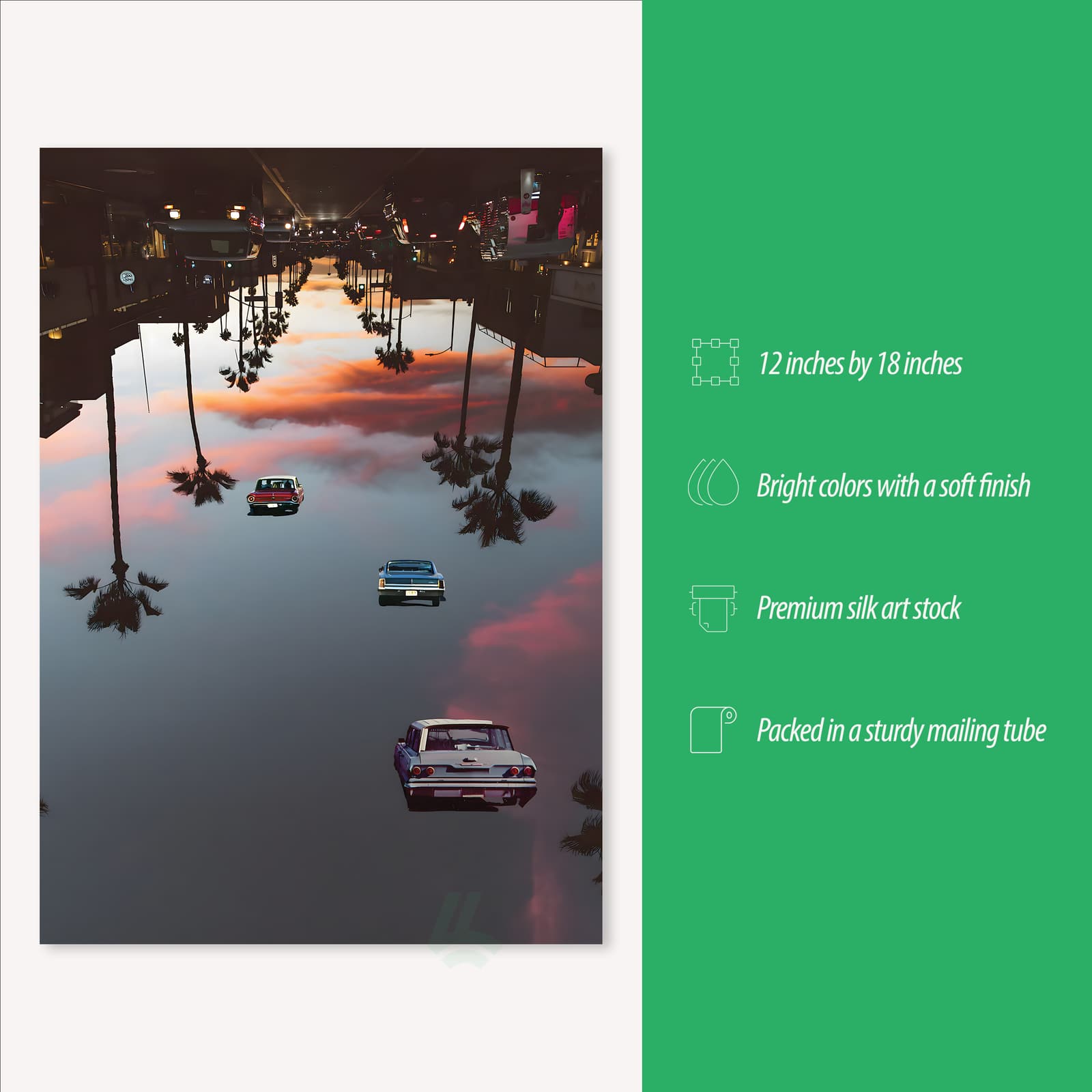 Surreal Car Poster with Floating Vintage Rides product photo 3