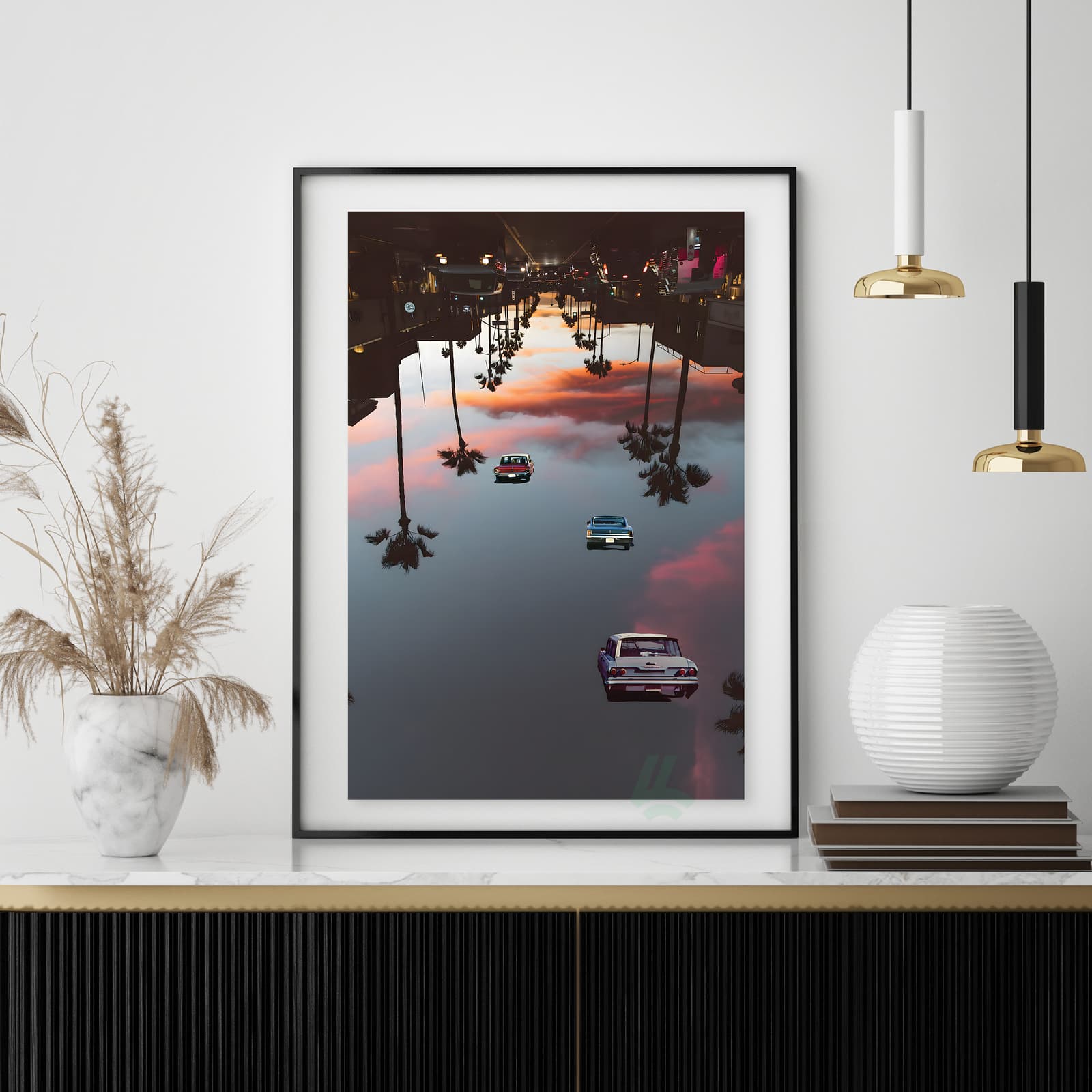 Surreal Car Poster with Floating Vintage Rides product photo 4