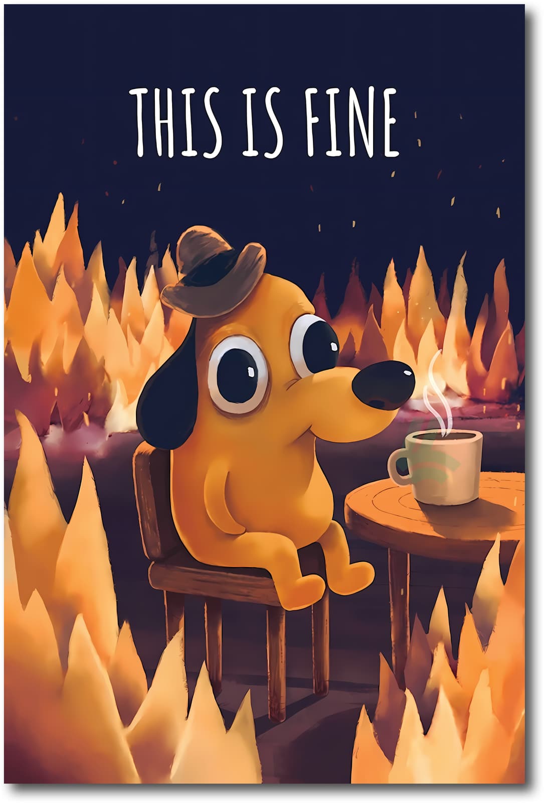 This Is Fine Poster, Meme Comic Dog in Fire product photo 1