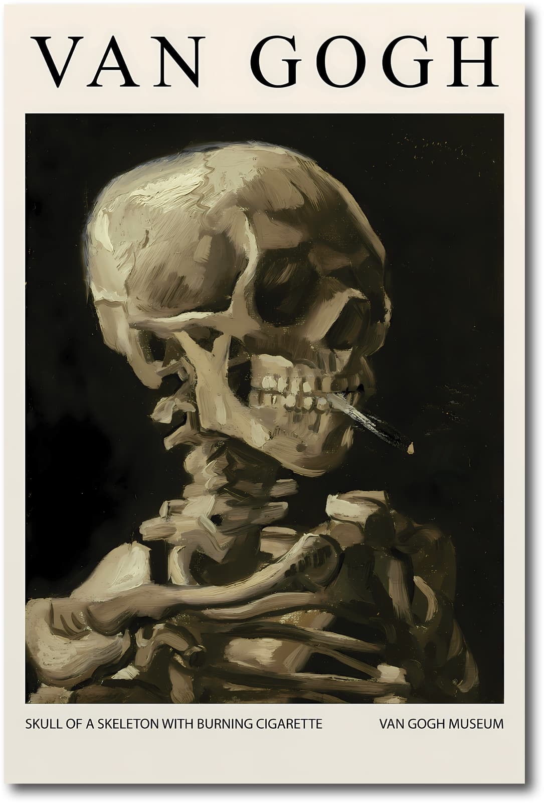 Van Gogh Poster Skull of a Skeleton with Burning Cigarette, Gothic Wall Art Print product photo 1